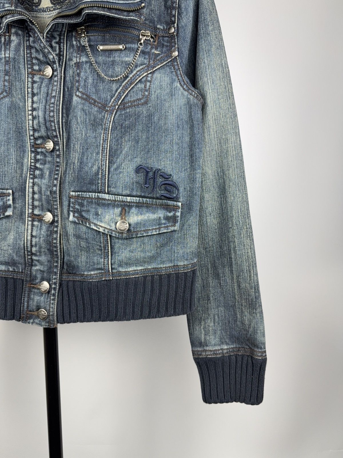 Harley Davidson Vintage 00s Harley Davidson USA LOGO Denim Biker Jacket Size L / US 10 / IT 46 - 4 Thumbnail