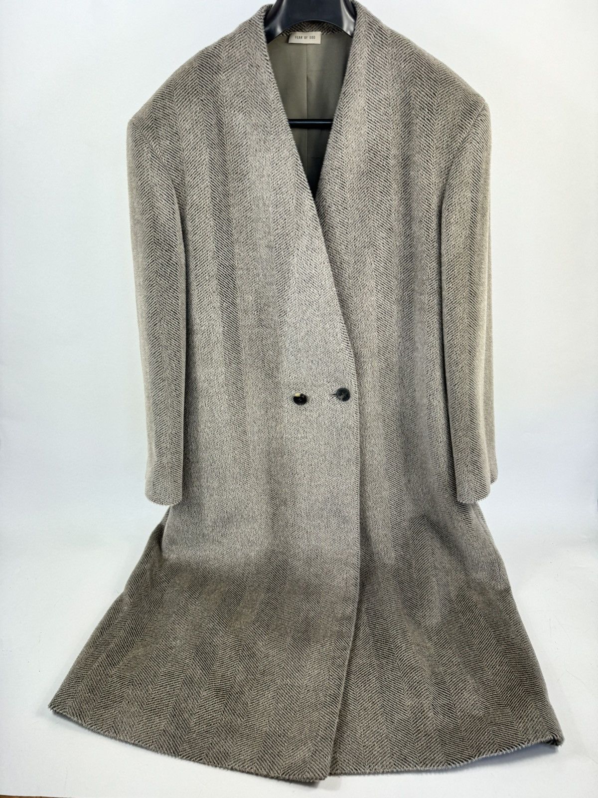 Fear of God OVERSIZED DOUBLE BREASTED HERRINGBONE LAMA WOOL BLEND COAT Size US XL / EU 56 / 4 - 1 Thumbnail