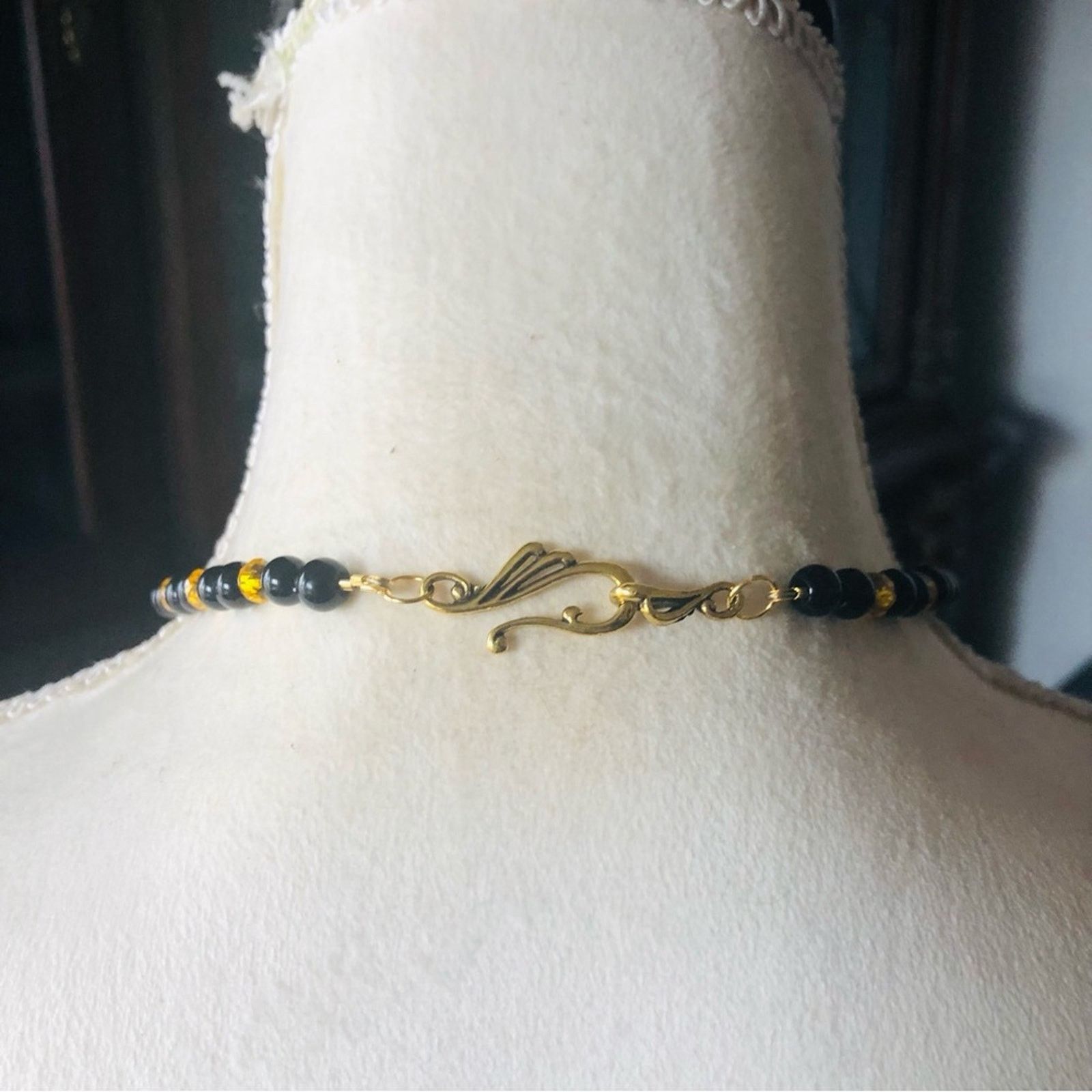 Handmade Handcrafted repurpose enamel Egyptian cat Pearl necklace Size ONE SIZE - 7 Thumbnail