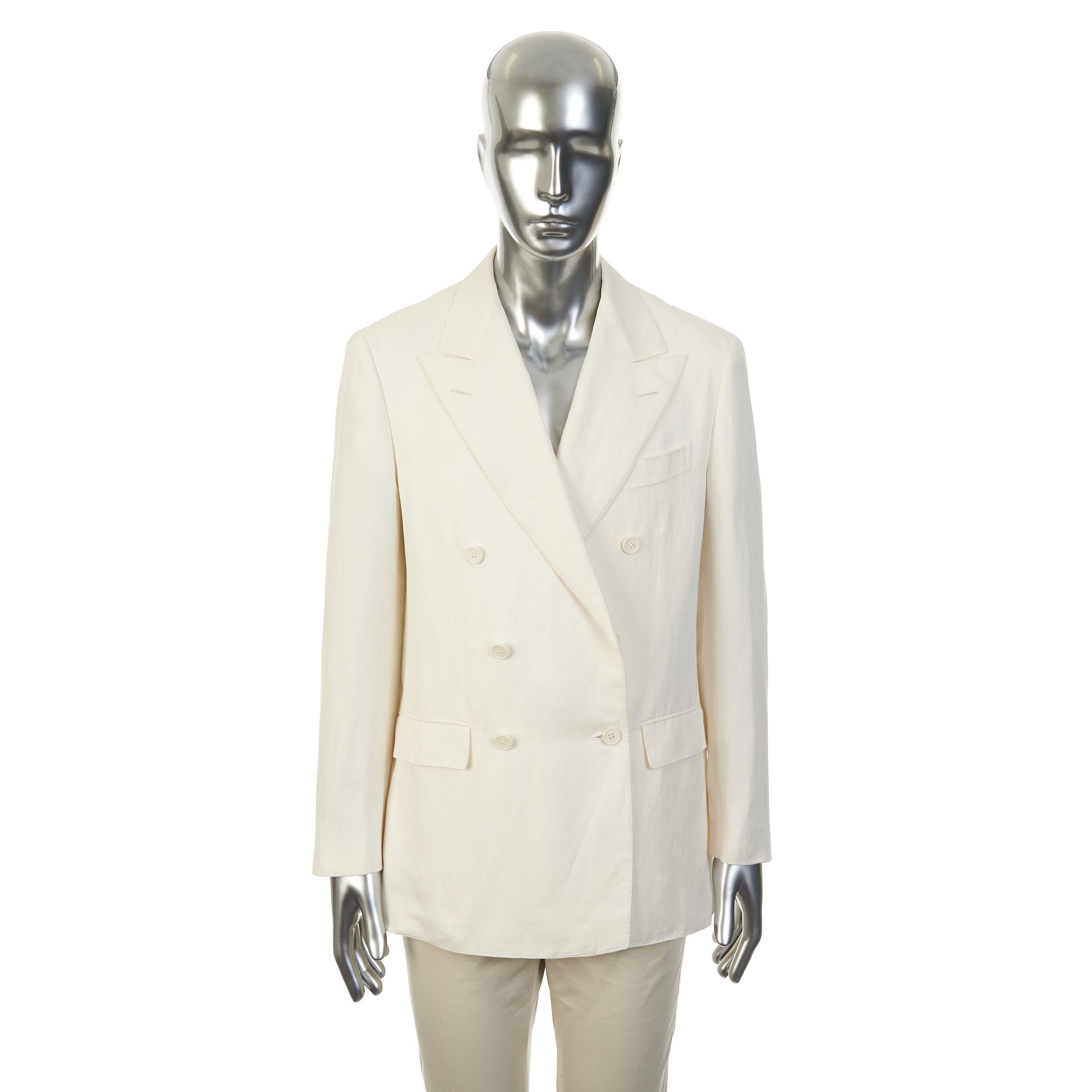 Loro Piana Double-Breasted Blazer Jacket In Silk Linen Size 40R - 2 Thumbnail