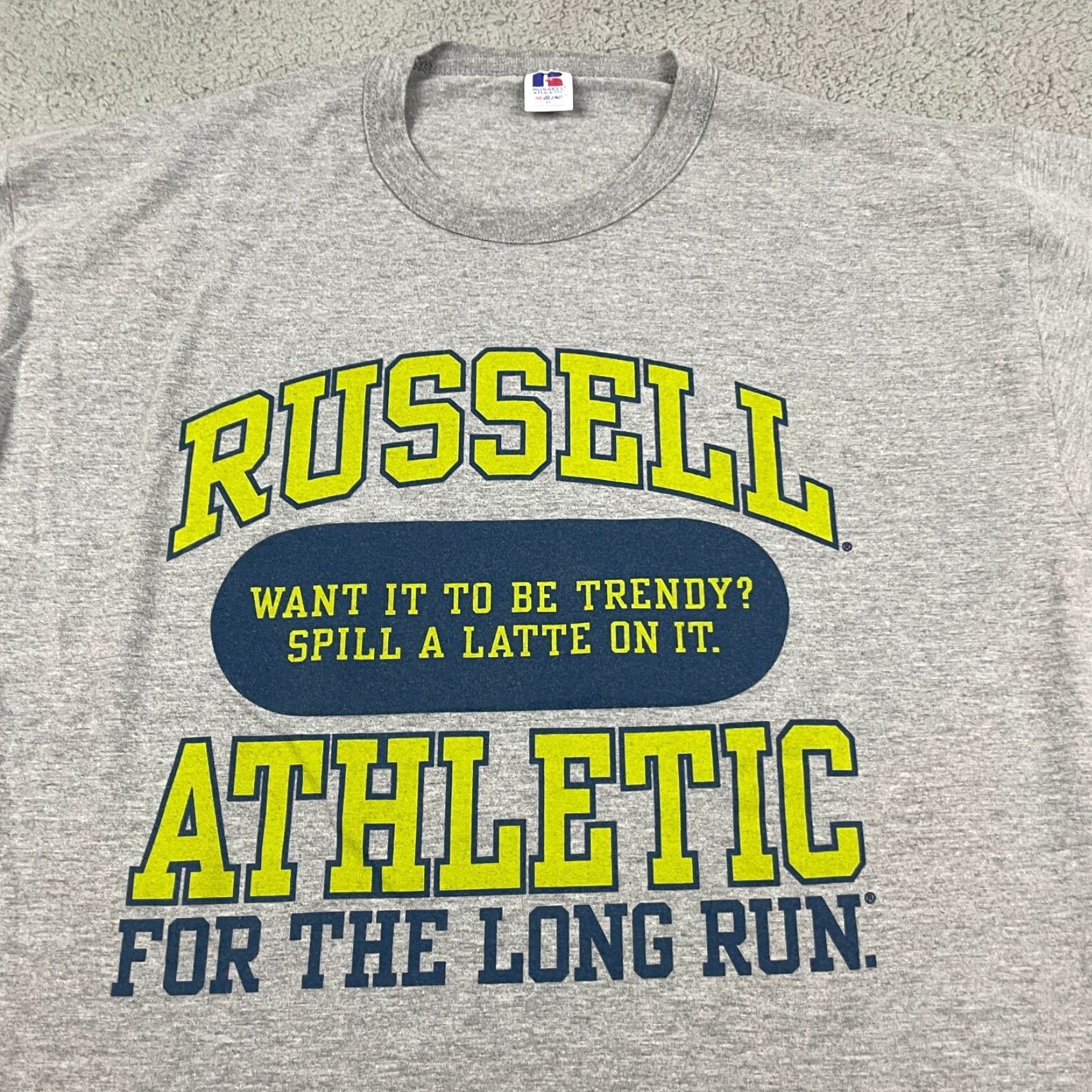 Russell Athletic VINTAGE Russell Athletic Tshirt Adult XL Gray Workout Nublend Latte Men's Size US XL / EU 56 / 4 - 2 Thumbnail