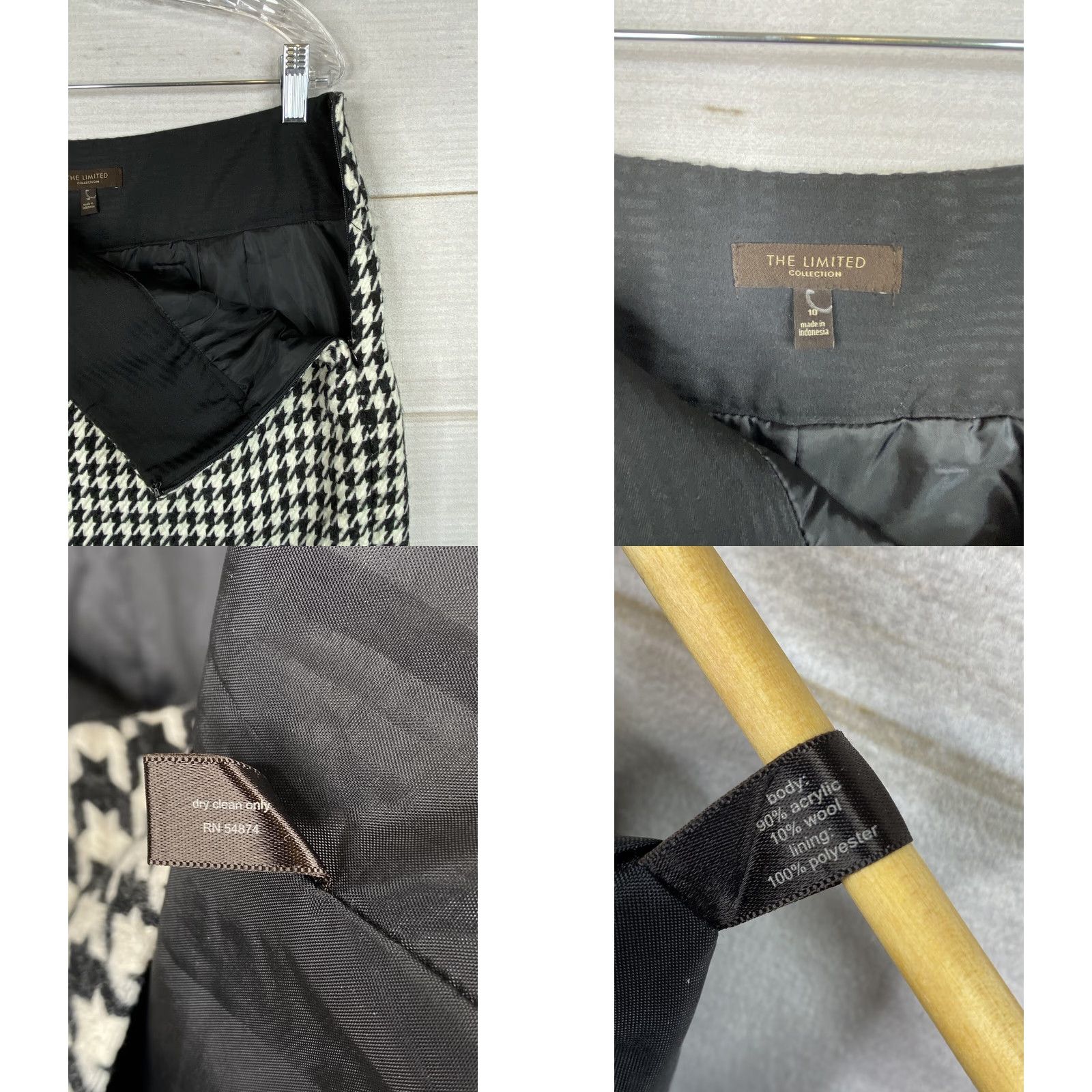 Vintage VINTAGE The Limited Skirt Womens Sz 10 Black White Houndstooth Wool Lined Zip Up Size 32" / US 10 / IT 46 - 8 Thumbnail