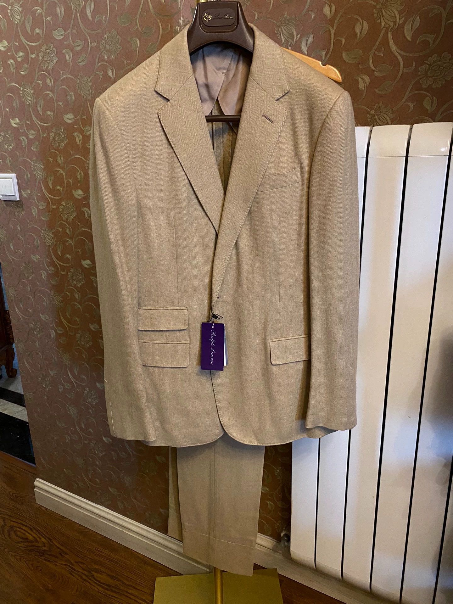 Polo Ralph Lauren RL Purple Label Kent Herringbone Cashmere Wool Suit Italy Size 42R - 1 Thumbnail
