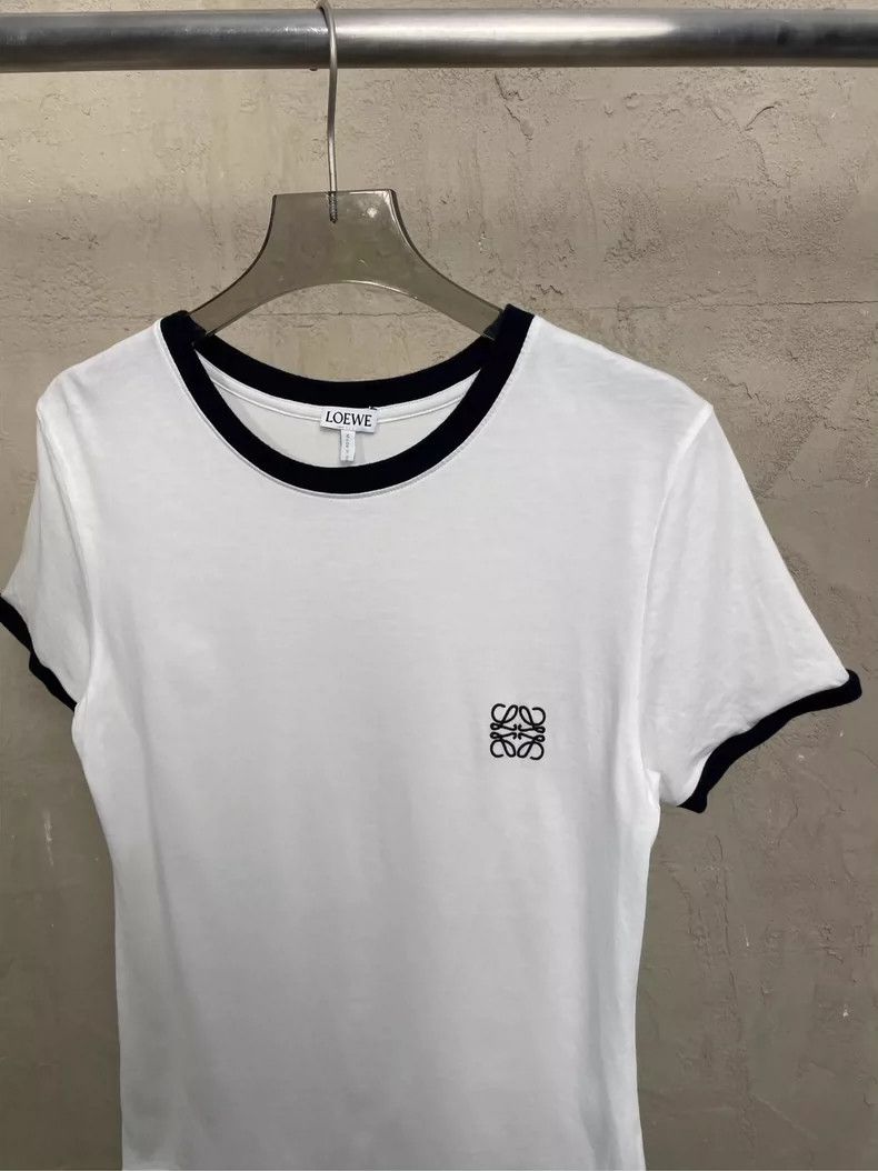Loewe LOEWE White embroidered small Logo black edged short sleev Size S / US 4 / IT 40 - 3 Thumbnail