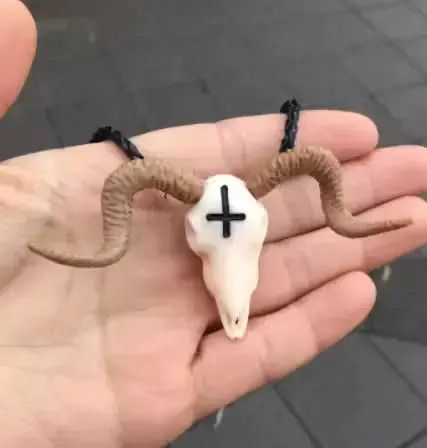 Jewelry 3D Printed Ram Skull Cross Pendant Necklace goth occult Size ONE SIZE - 3 Thumbnail