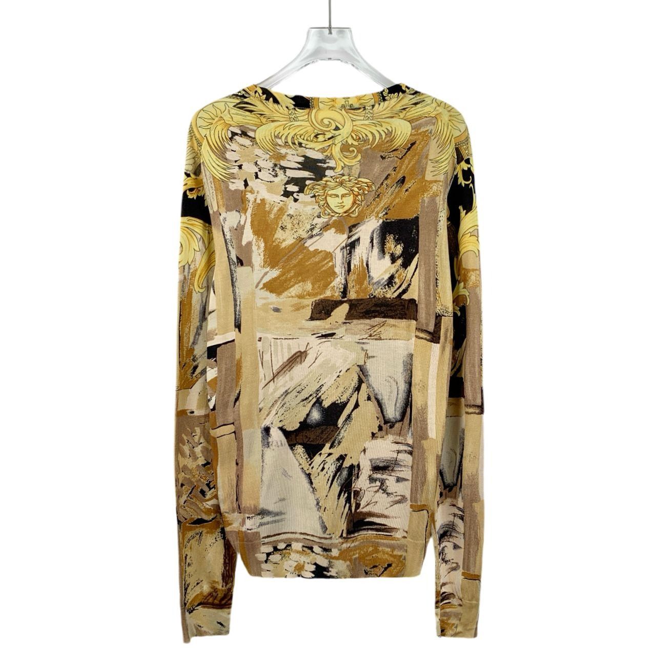 Versace Versace Yellow Classic Baroque Print Silk Round Neck Long-Sl Size XS / US 0-2 / IT 36-38 - 1 Thumbnail