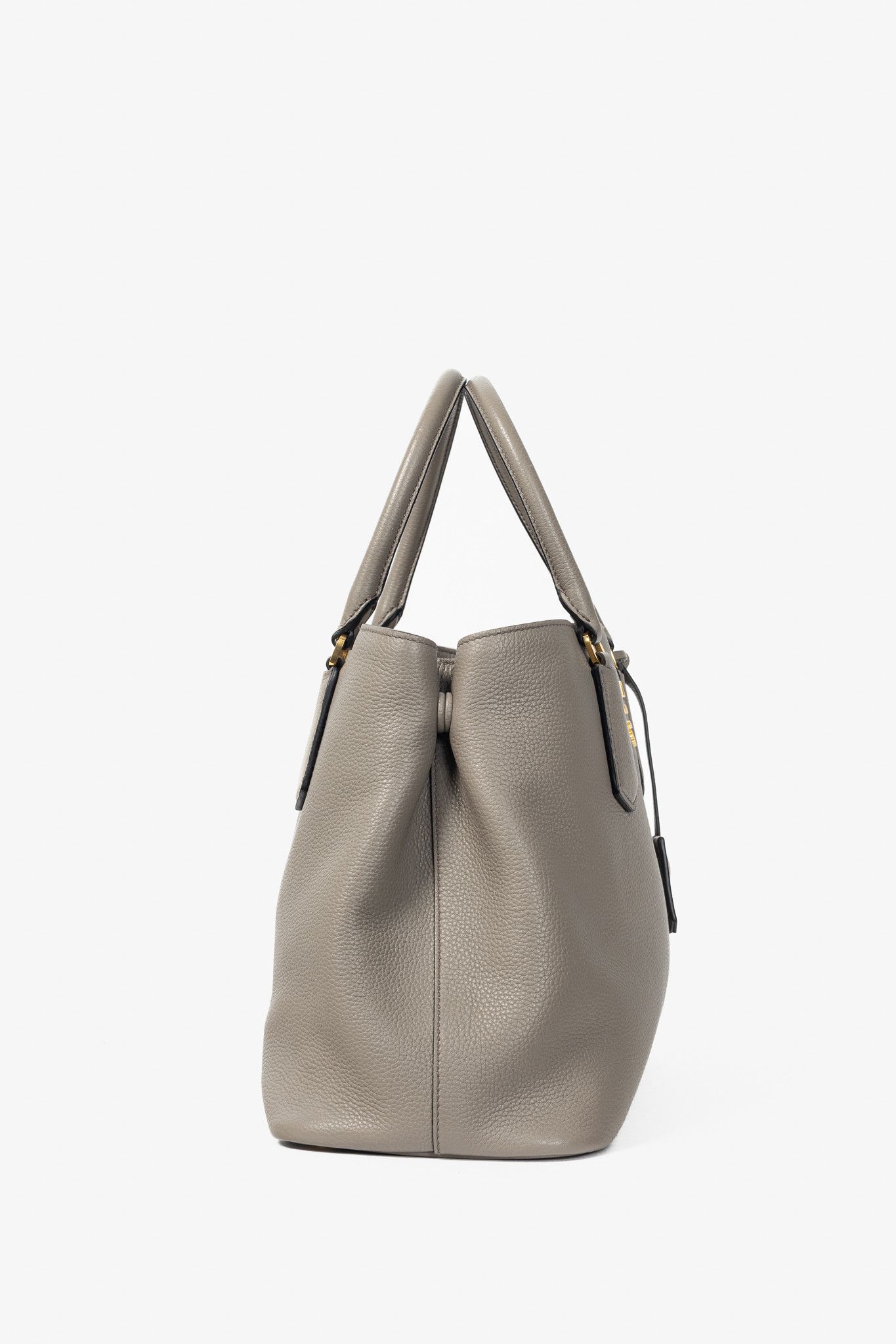 Prada Prada Argilla Vitello Phenix Leather 2-Way Tote Size ONE SIZE - 3 Thumbnail