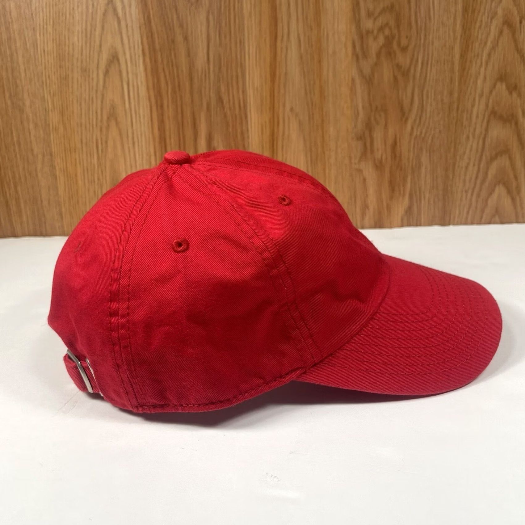 Vintage KNP Blank Adult Adjustable StrapBack Baseball Hat Cap Solid Red 100% Cotton Hat Cap Red Unisex Adults Adjustable Mens Womens Boys Girls Size ONE SIZE - 6 Thumbnail