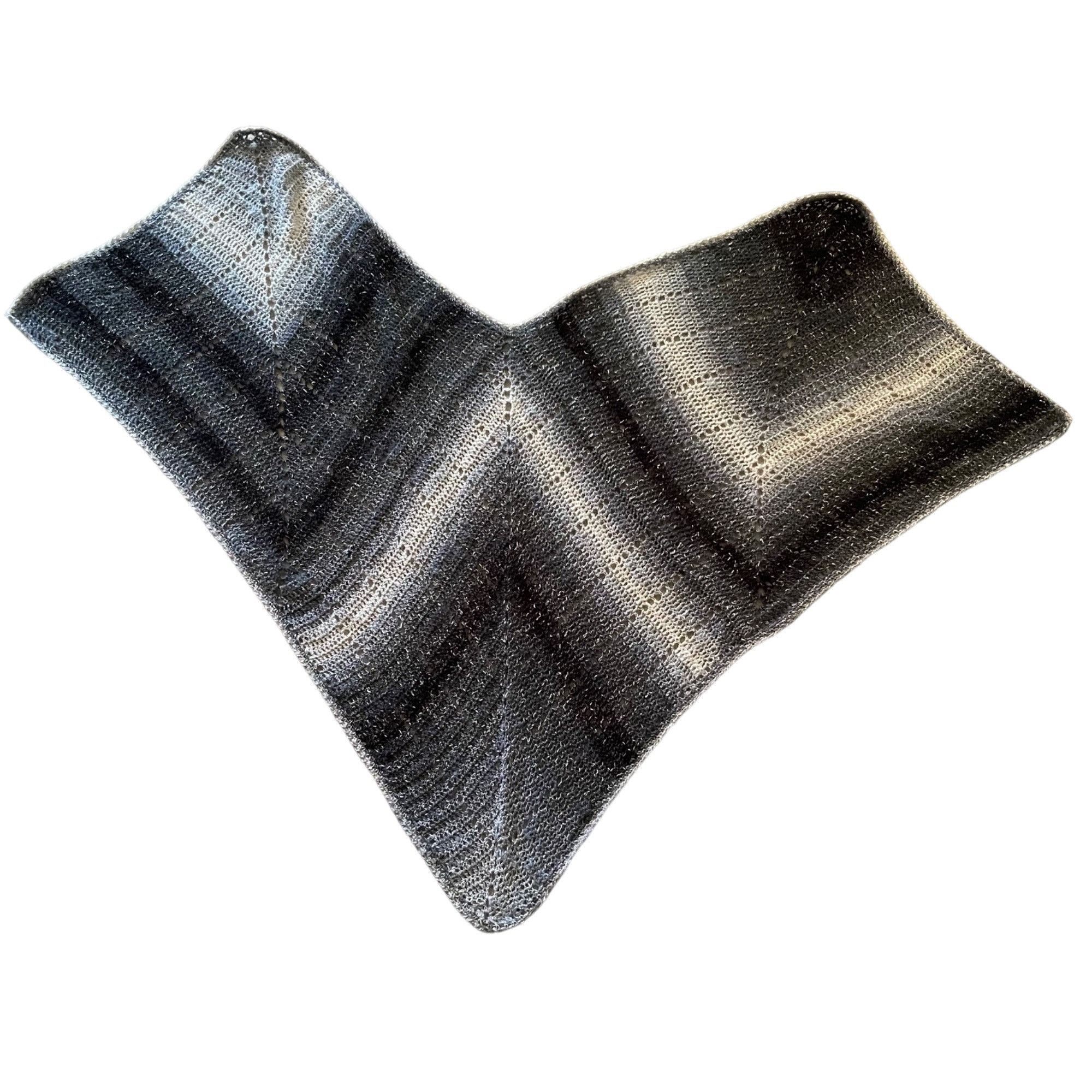Handmade Crochet Wrap Open Front Ruana Shawl Style Gray Shades Soft A Size ONE SIZE - 2 Thumbnail