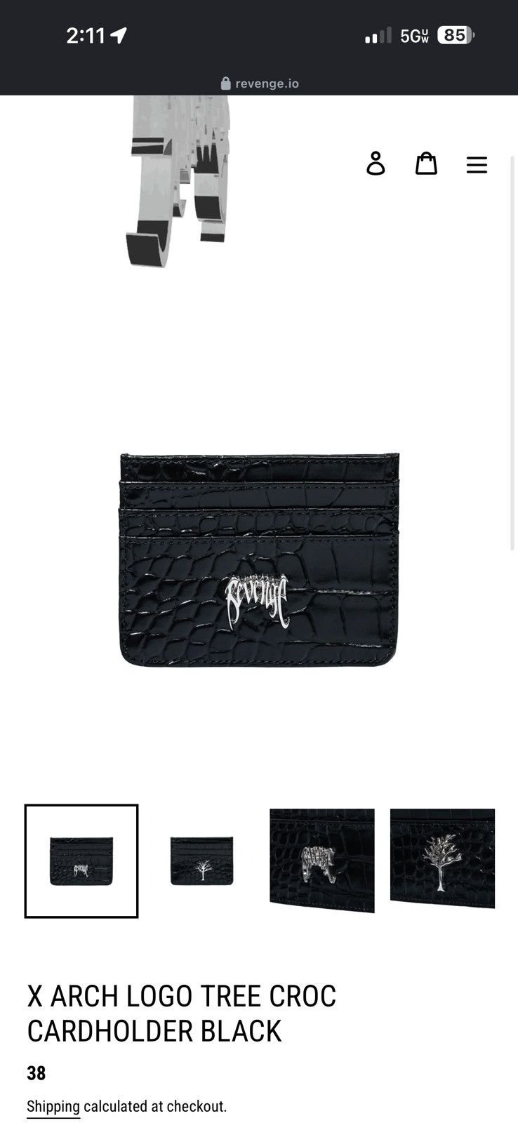 Revenge Revenge X Arch Logo Tree Croc Cardholder Black Size ONE SIZE - 3 Thumbnail