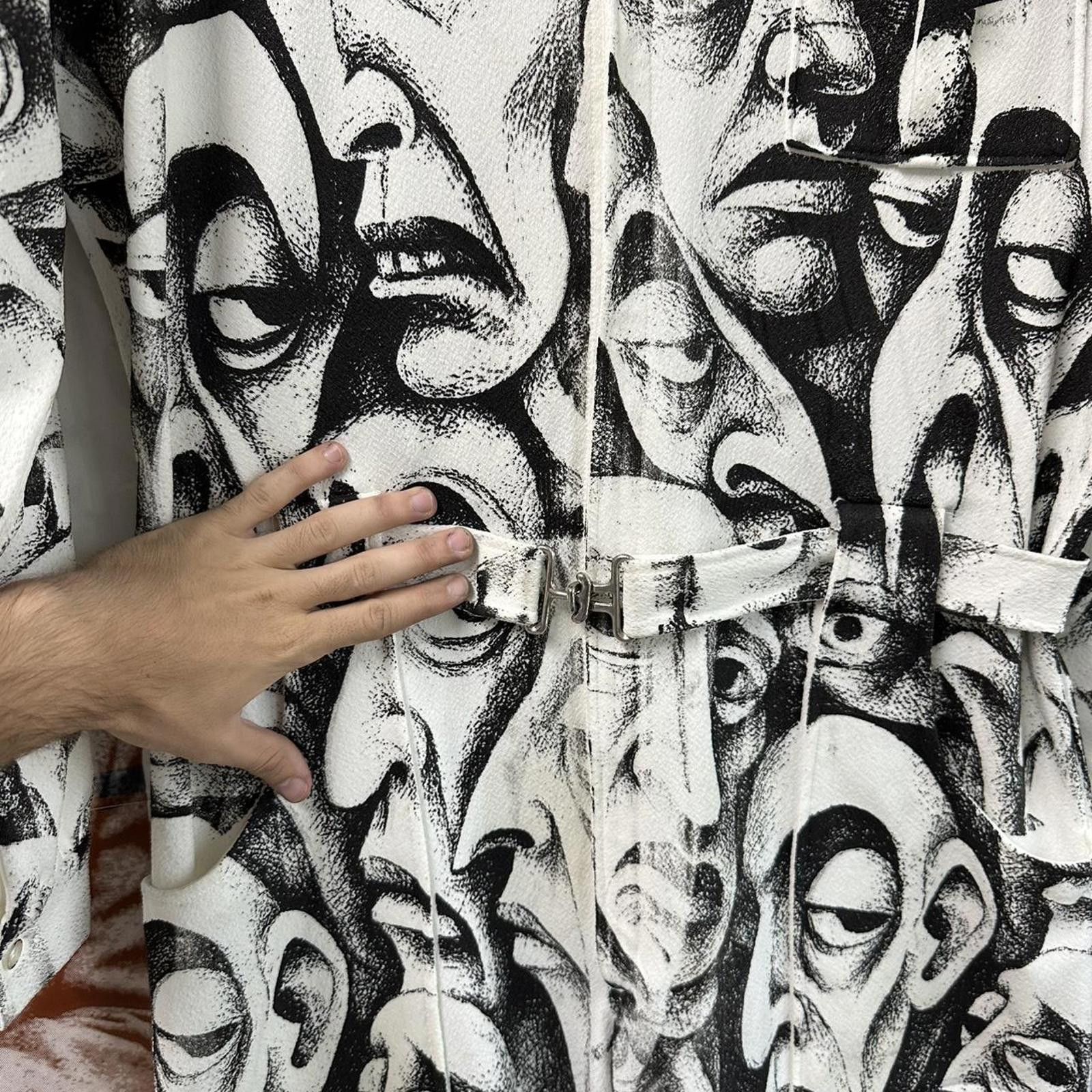 Unknown London Black and White Abstract Faces Printed Jumpsuit with Belt Size 30" / US 8 / IT 44 - 2 Thumbnail