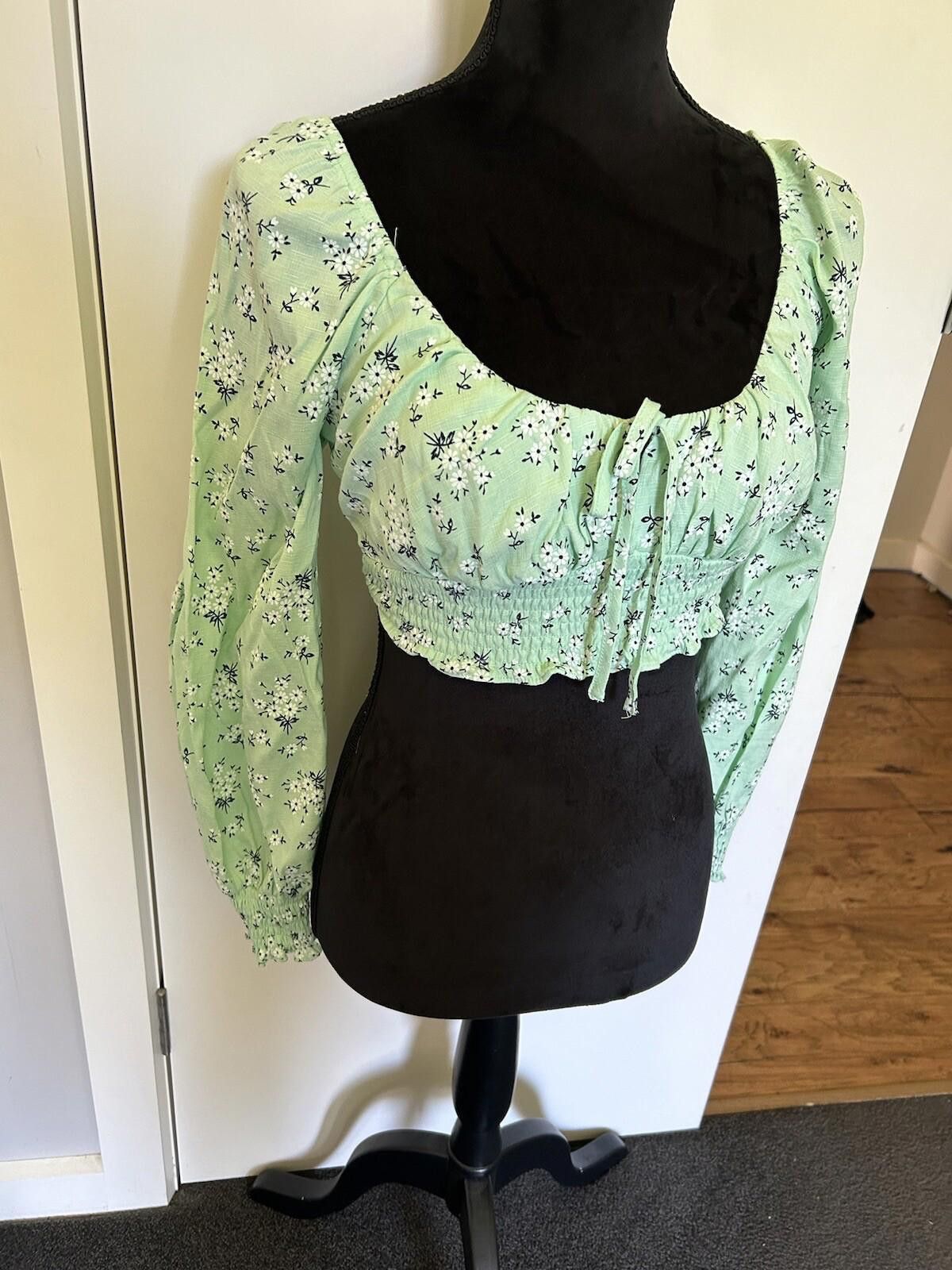 Designer Luck and Trouble Boho Festival top Mint floral - Sz 8 (004) Size S / US 4 / IT 40 - 3 Thumbnail