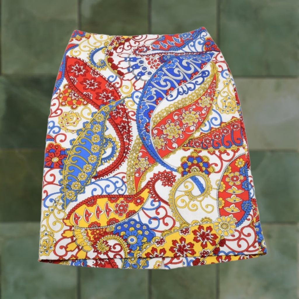 Talbots Talbots Skirt Womens 2 Pull On Pencil Paisley Lyocell Cotton White Multicolor Blue Red 90s? Size 26" / US 2 / IT 38 - 1 Thumbnail