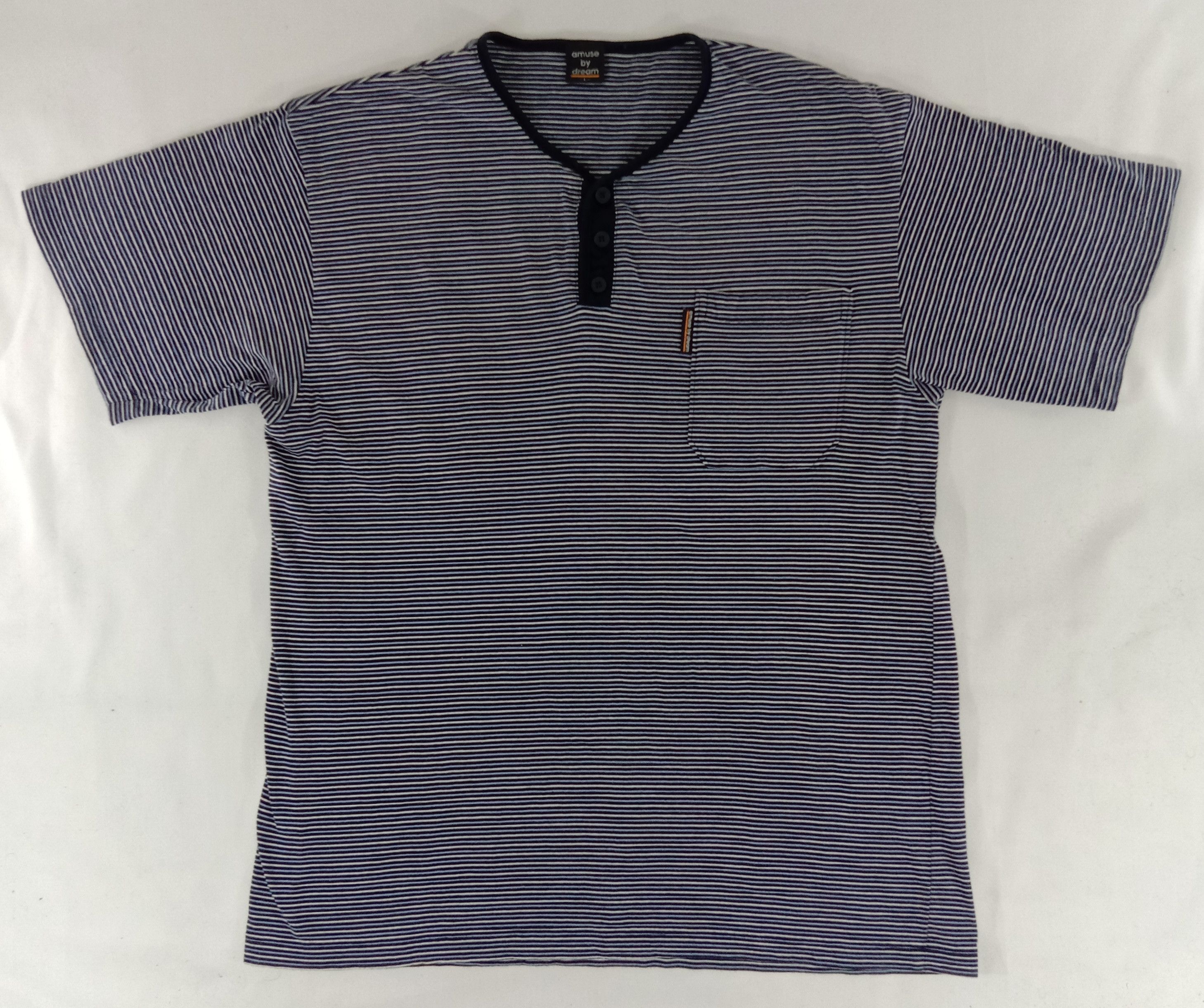 Japanese Brand Japanese Brand Amuse By Dream Single Pocket Striped T Shirt Size US L / EU 52-54 / 3 - 1 Thumbnail