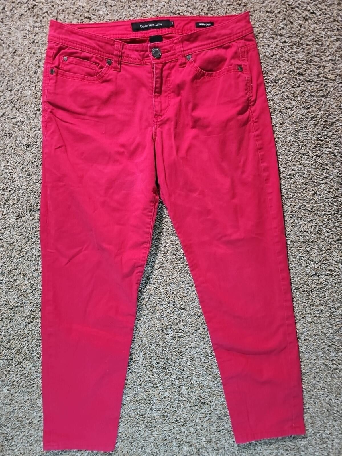 Calvin Klein Calvin Klein Sz 8 Skinny Crop Red Jeans Size 30" / US 8 / IT 44 - 1 Thumbnail