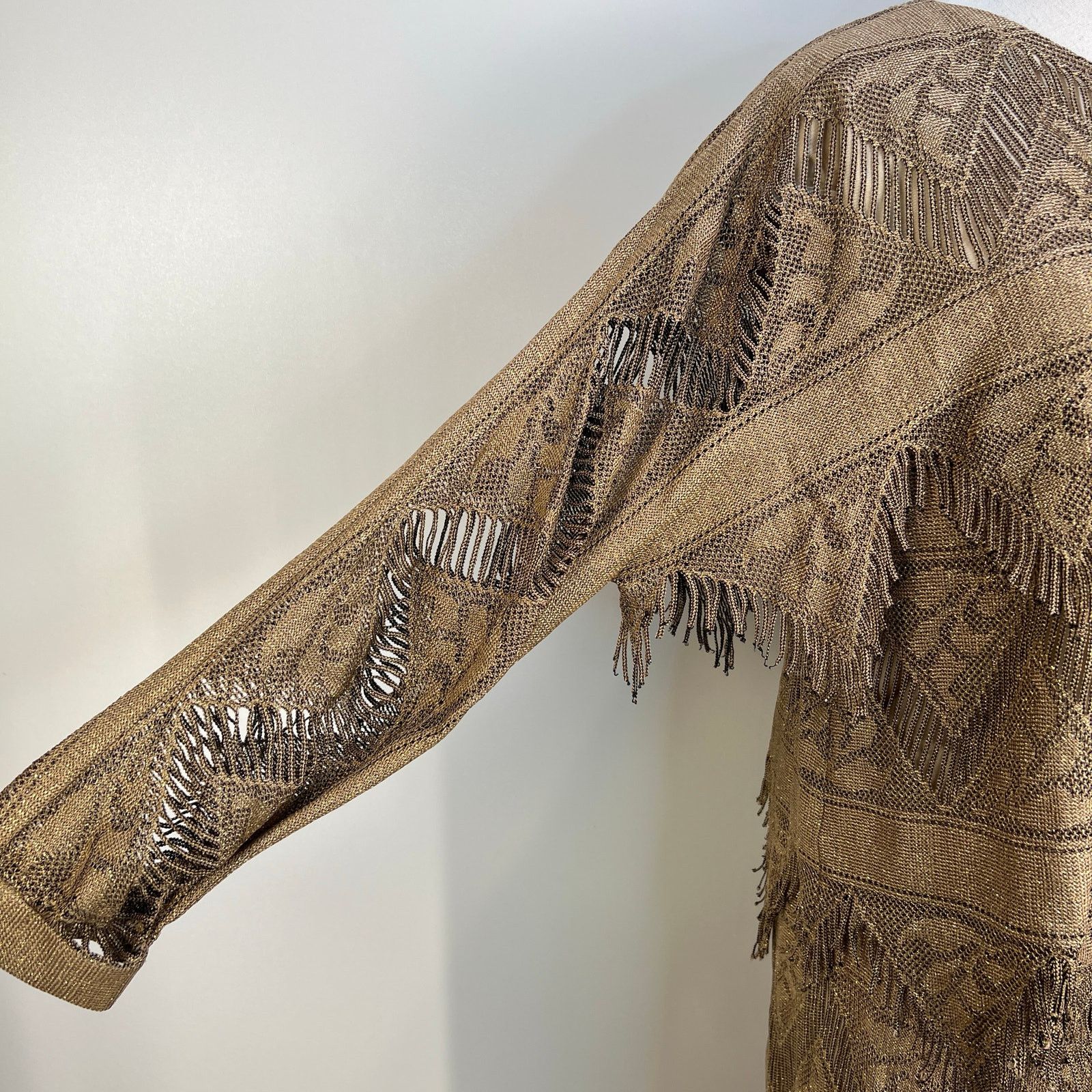 Vintage Vintage Damianou Gold Metallic Fringe 2 Piece Skirt Set Size M / US 6-8 / IT 42-44 - 4 Thumbnail