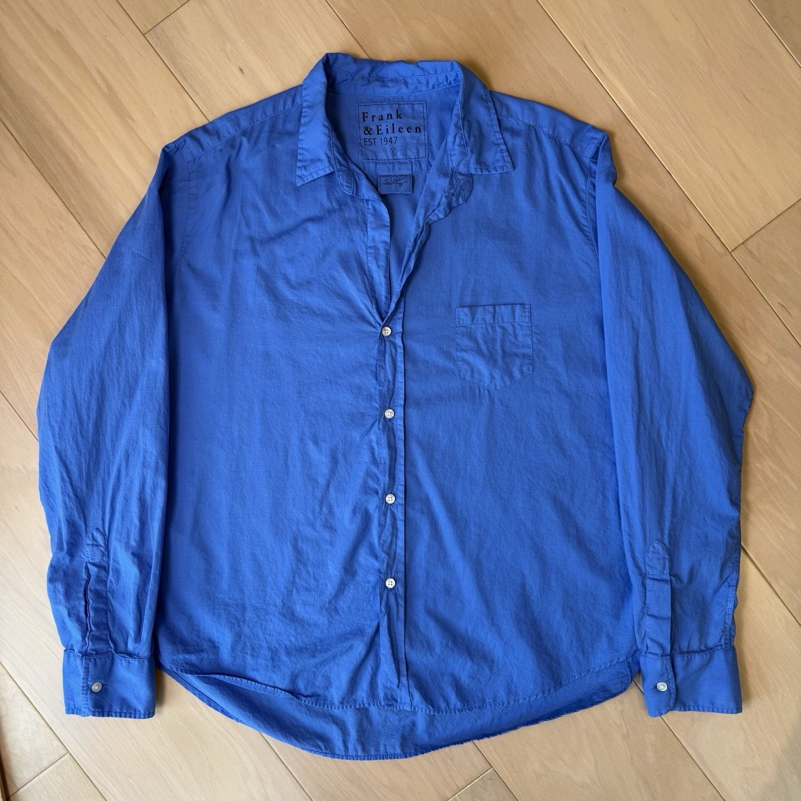 Frank & Eileen Frank & Eileen Shirt Women's Large Blue Cotton Button Up Size L / US 10 / IT 46 - 3 Thumbnail