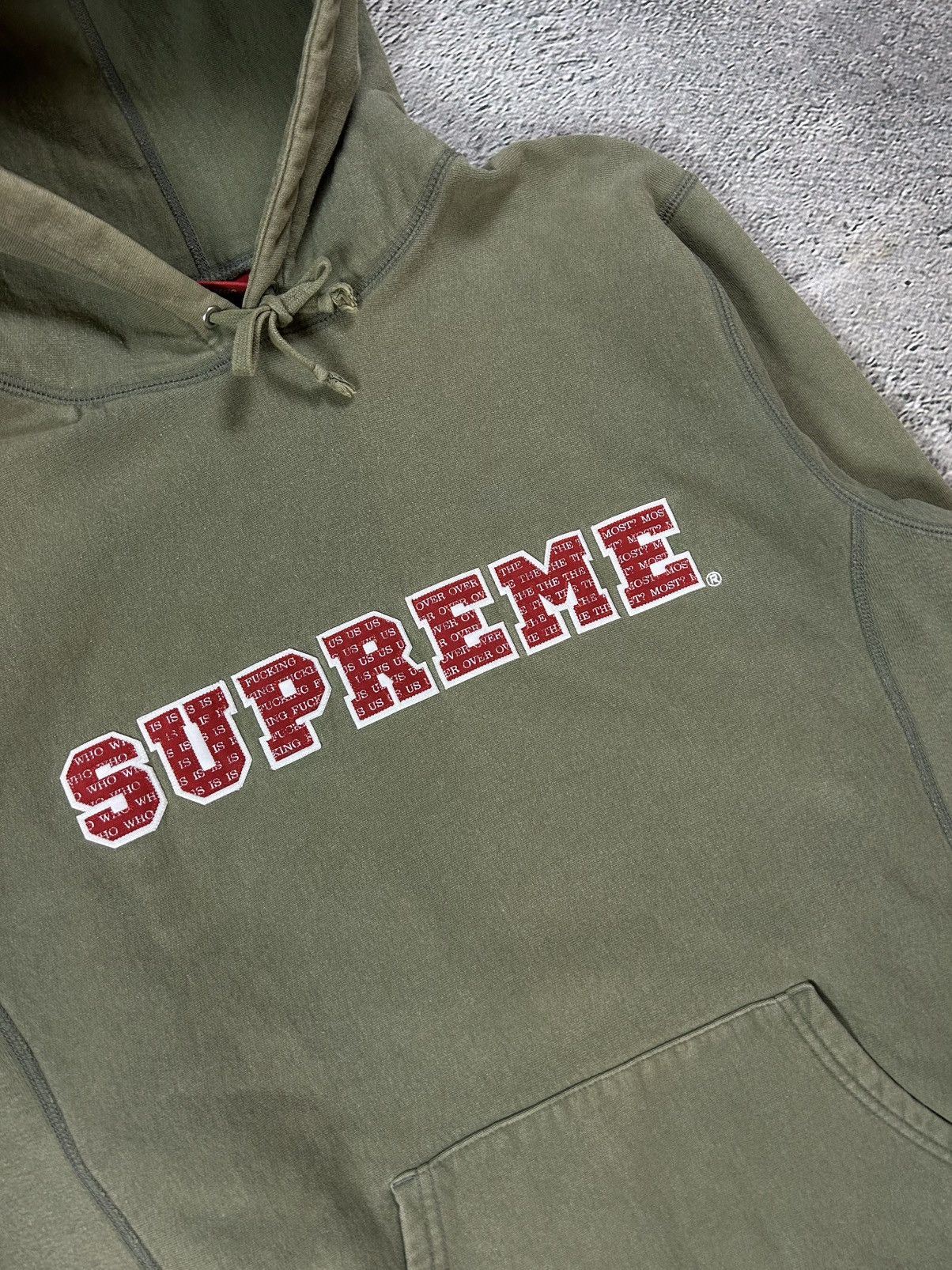 Supreme Supreme hoodie The Most Hooded light olive red big logo FW19 Size US XL / EU 56 / 4 - 2 Thumbnail