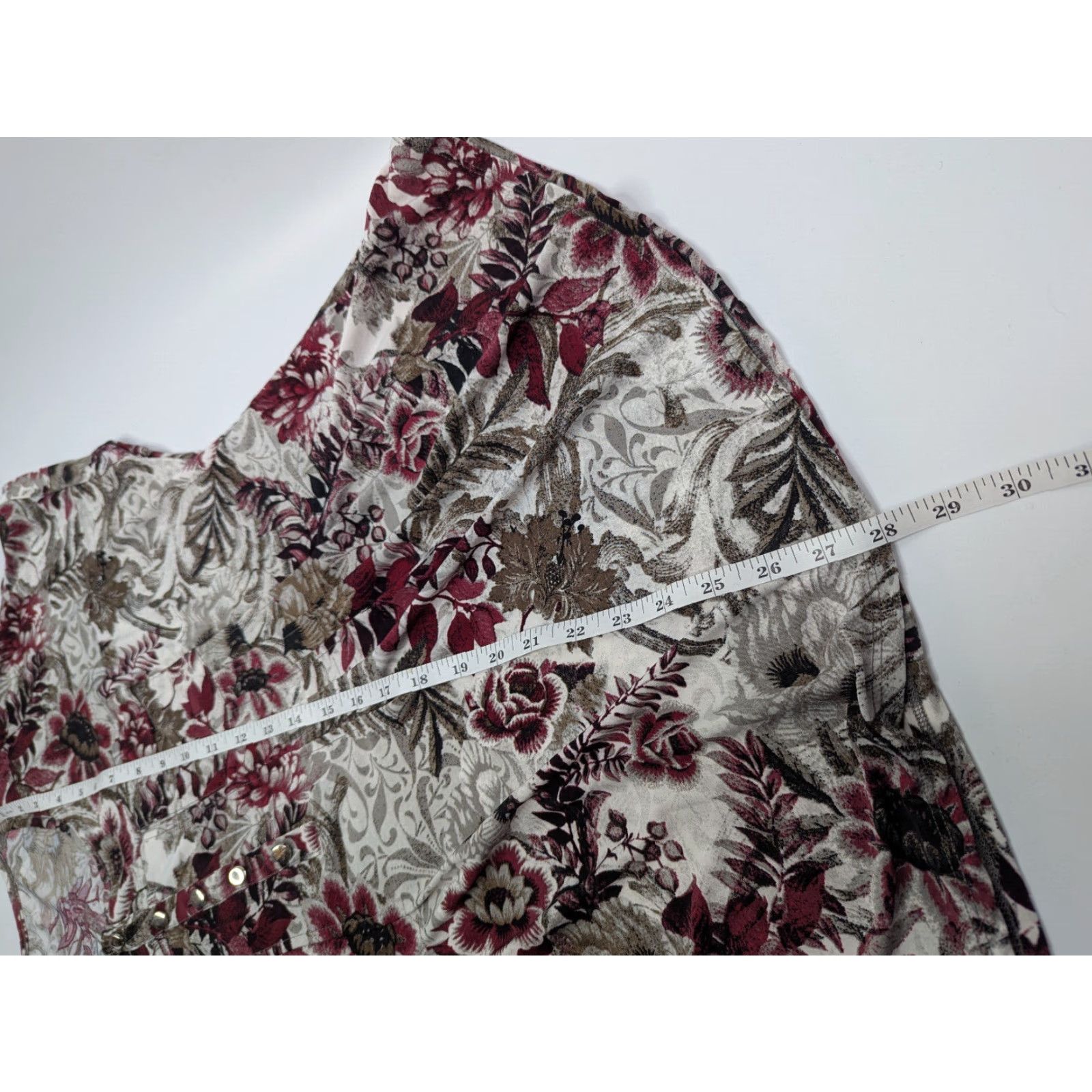 Vintage Cocomo Woman 2X Floral Leaf Cap Sleeve Pintuck Button Top V-Neck Henley Shirt Size XXL / US 16-18 / IT 52-54 - 3 Thumbnail