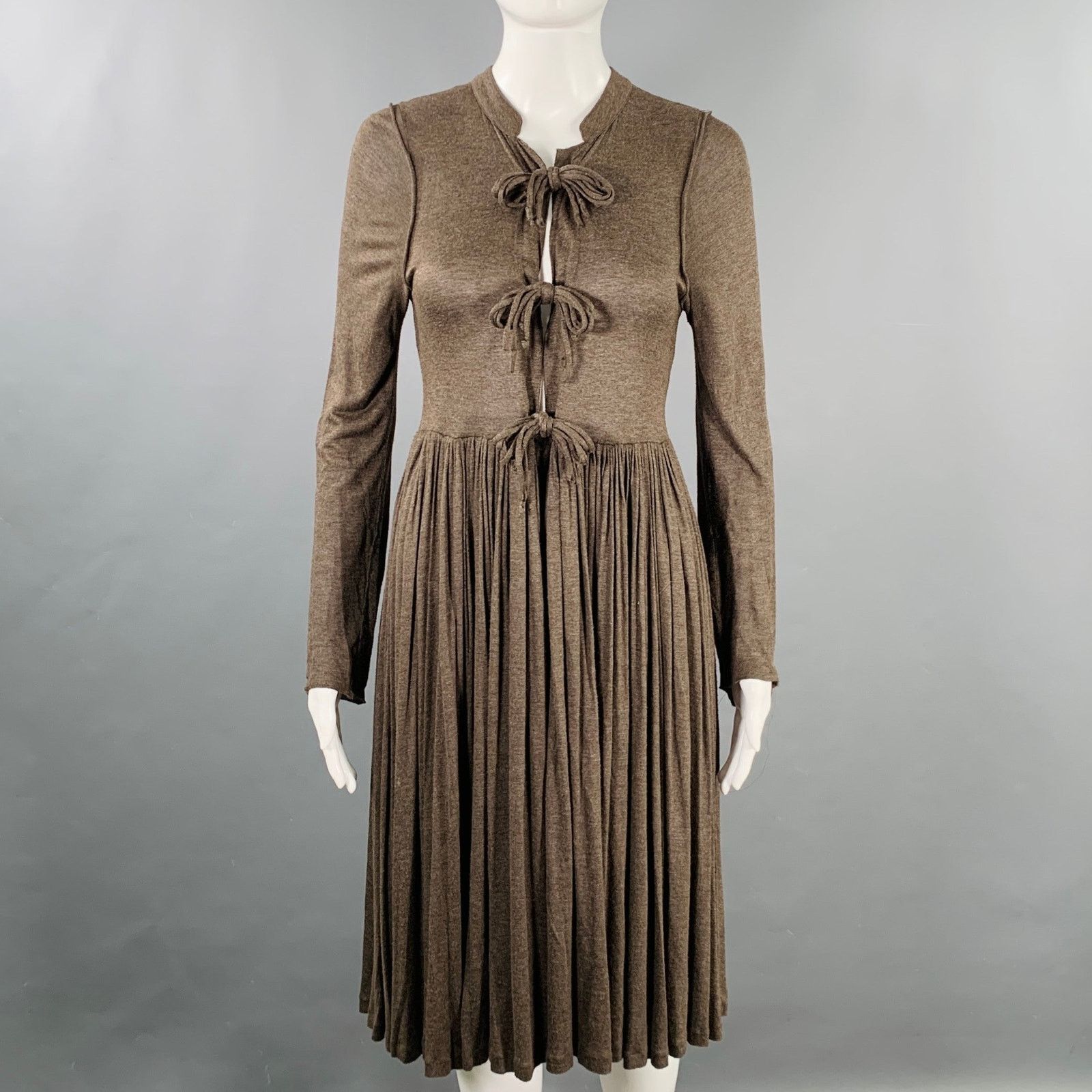Stella McCartney STELLA McCARTNEY Size M Brown Viscose Pleated Dress Size M / US 6-8 / IT 42-44 - 1 Thumbnail