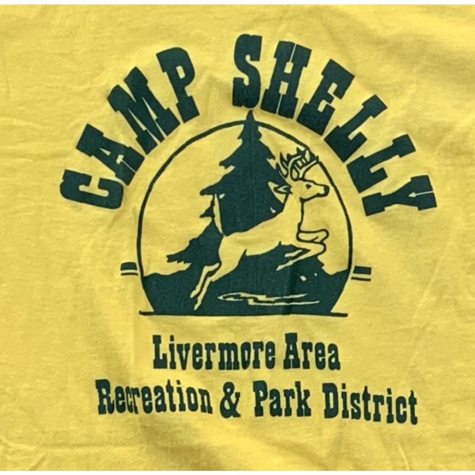 Vintage VINTAGE Belton Camp Shelly Livermore ARPD t shirt 1980s Yellow Cotton Crew Neck Short Sleeve Men L Size US L / EU 52-54 / 3 - 4 Thumbnail