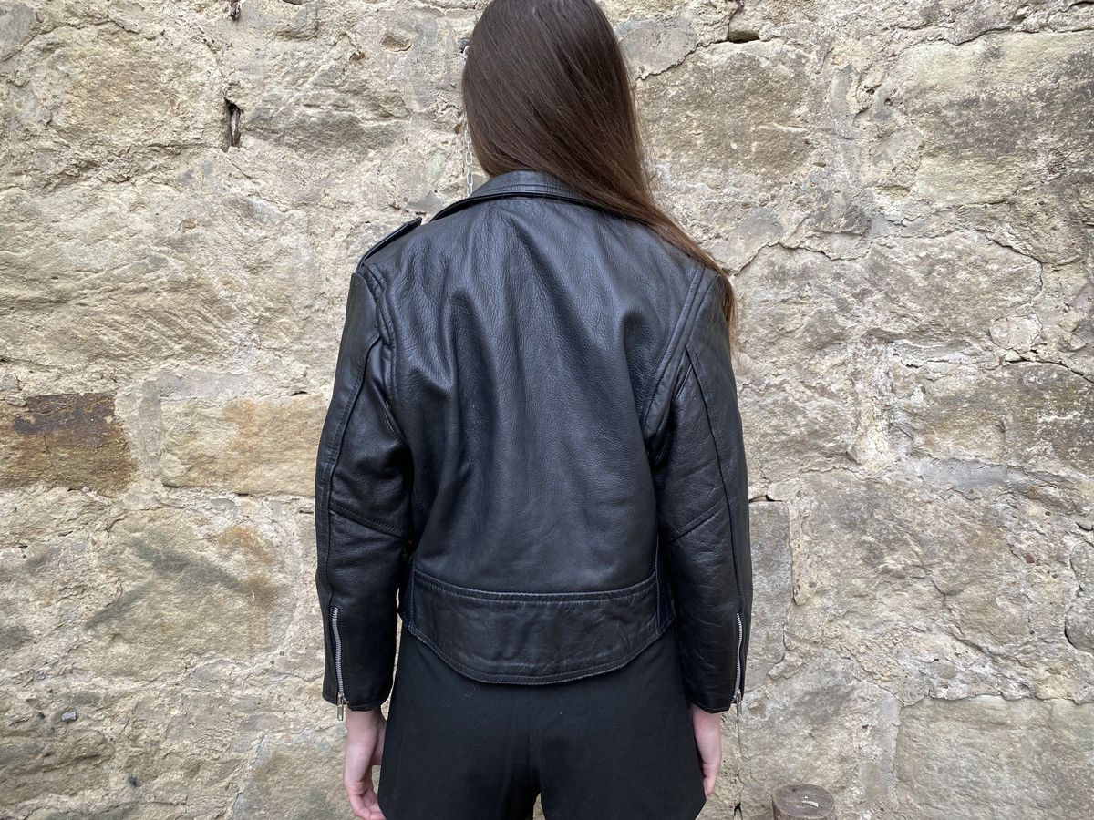 Vintage Vintage 90s Cropped Biker Leather Jacket Perfecto style Size S / US 4 / IT 40 - 4 Thumbnail