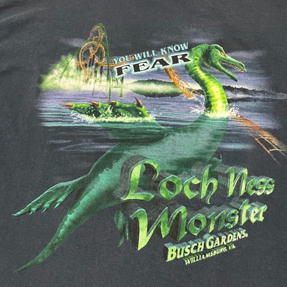 Tultex VINTAGE Busch Gardens Loch Ness Monster Shirt Mens XL Blue Know Fear Graphic T Size US XL / EU 56 / 4 - 2 Thumbnail