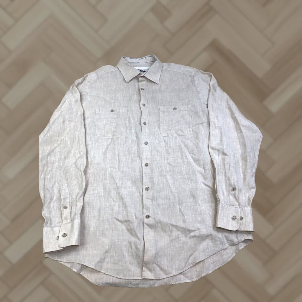 Joseph Abboud Joseph Abboud Linen Button Up Shirt Men XLT Beige Casual Lightweight 13213 Size US XL / EU 56 / 4 - 1 Thumbnail