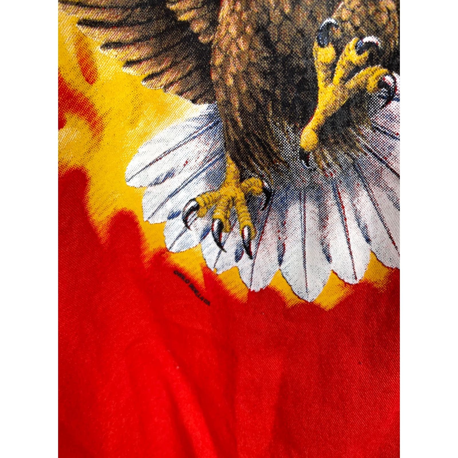 Vintage Twin Motorcycle Apparel Sleeveless Button-Up Shirt Adult Large Orange Flaming Eagle Biker Mens Size US L / EU 52-54 / 3 - 7 Thumbnail