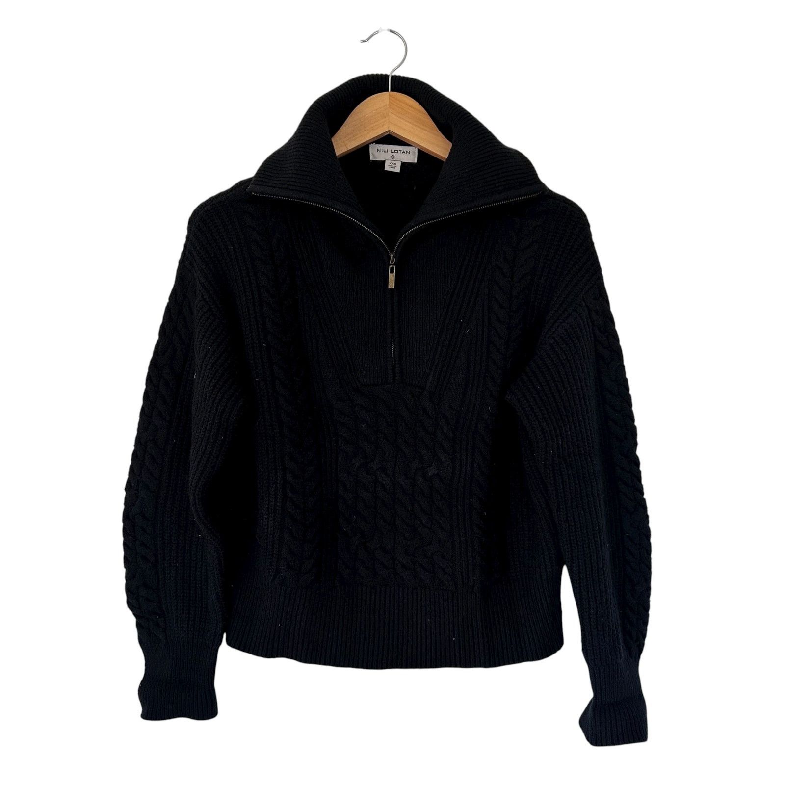 Other Nili Lotan for Target Black Knit Quarter Zip Sweater Sz XXS Size XXS / US 00 / IT 34 - 1 Thumbnail
