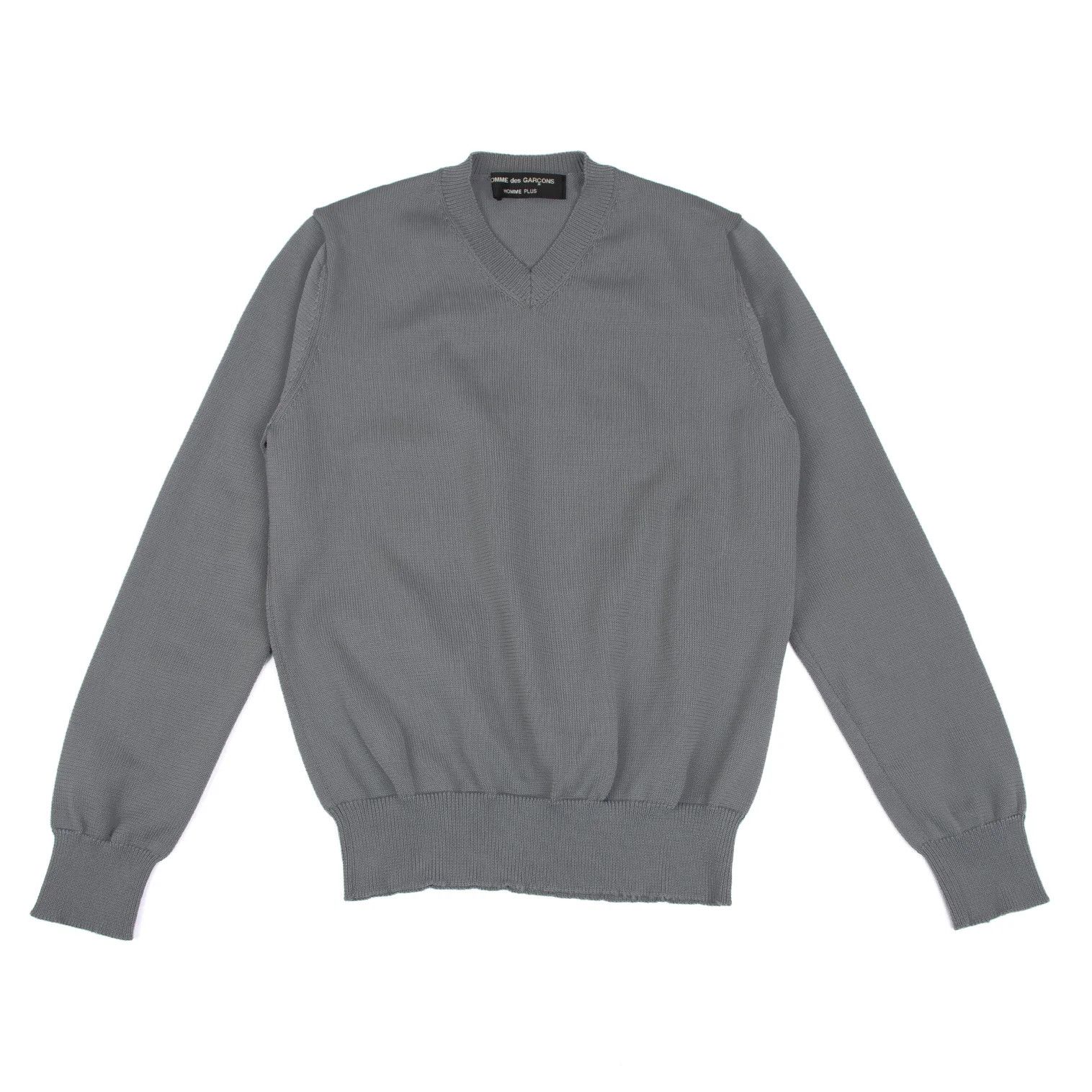 Comme des Garcons Homme Plus Embossed Design V-Neck Knit in Gray, Size M Size US M / EU 48-50 / 2 - 1 Thumbnail