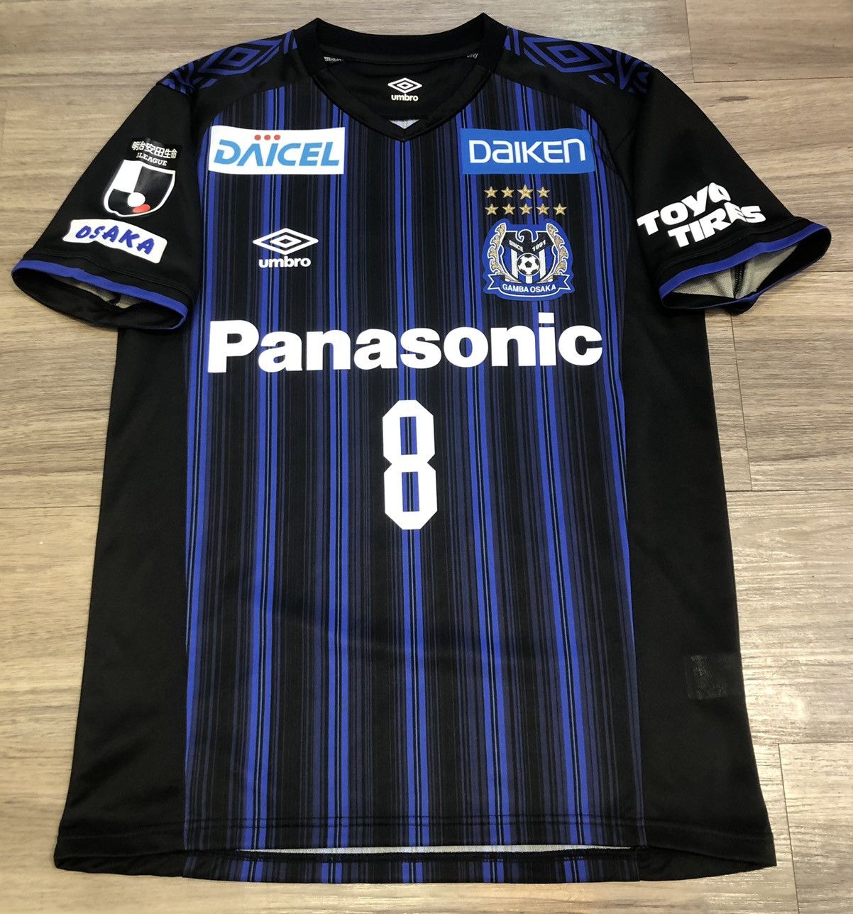 image of Soccer Jersey x Umbro Osaka Gamba 2020 Home Shirt 8 Onose in White, Men's (Size Small)