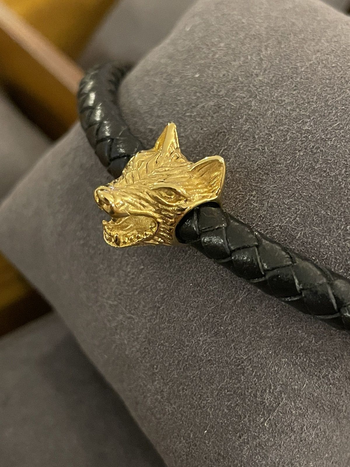 Other Gold Wolf Stainless Steel and Leather Bracelet Size ONE SIZE - 2 Thumbnail