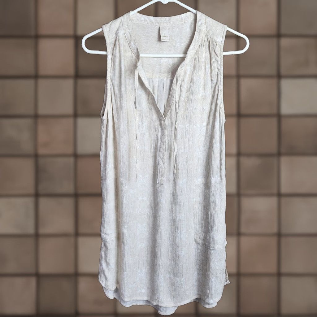 Prana Prana Womens |S| Natassa Crinkled Sleeveless Tunic Beige V-Neck Pockets Lightweight Beach Tunic 100% Lenzing Modal Regular S Womens Size S / US 4 / IT 40 - 1 Thumbnail
