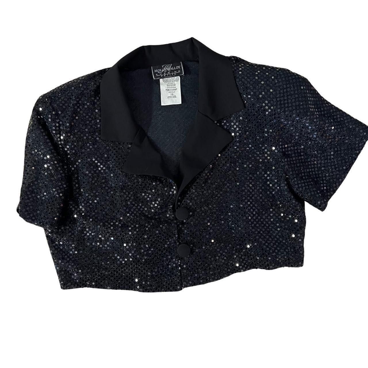 Other Vintage black sequin crop blazer by Molly Malloy Size L / US 10 / IT 46 - 8 Thumbnail