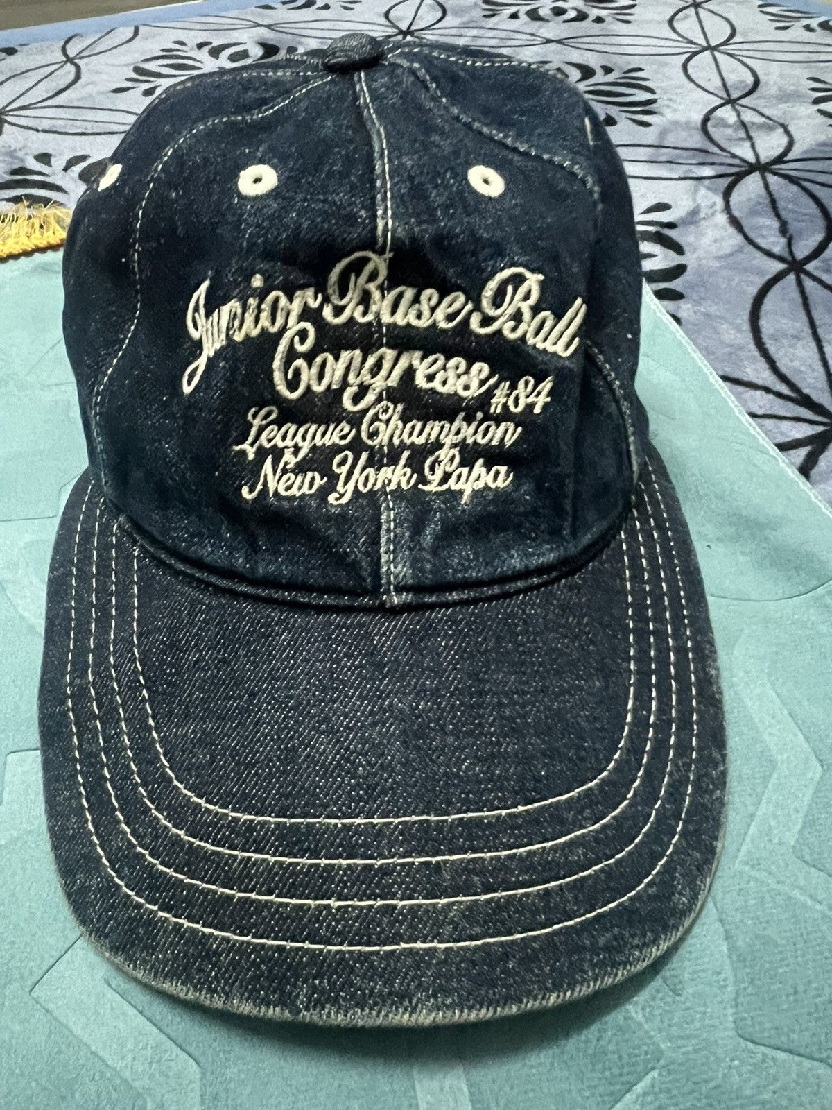 Vintage Base Ball Congress Cap Selvedge denim - 80’s New York Papa Size ONE SIZE - 2 Thumbnail