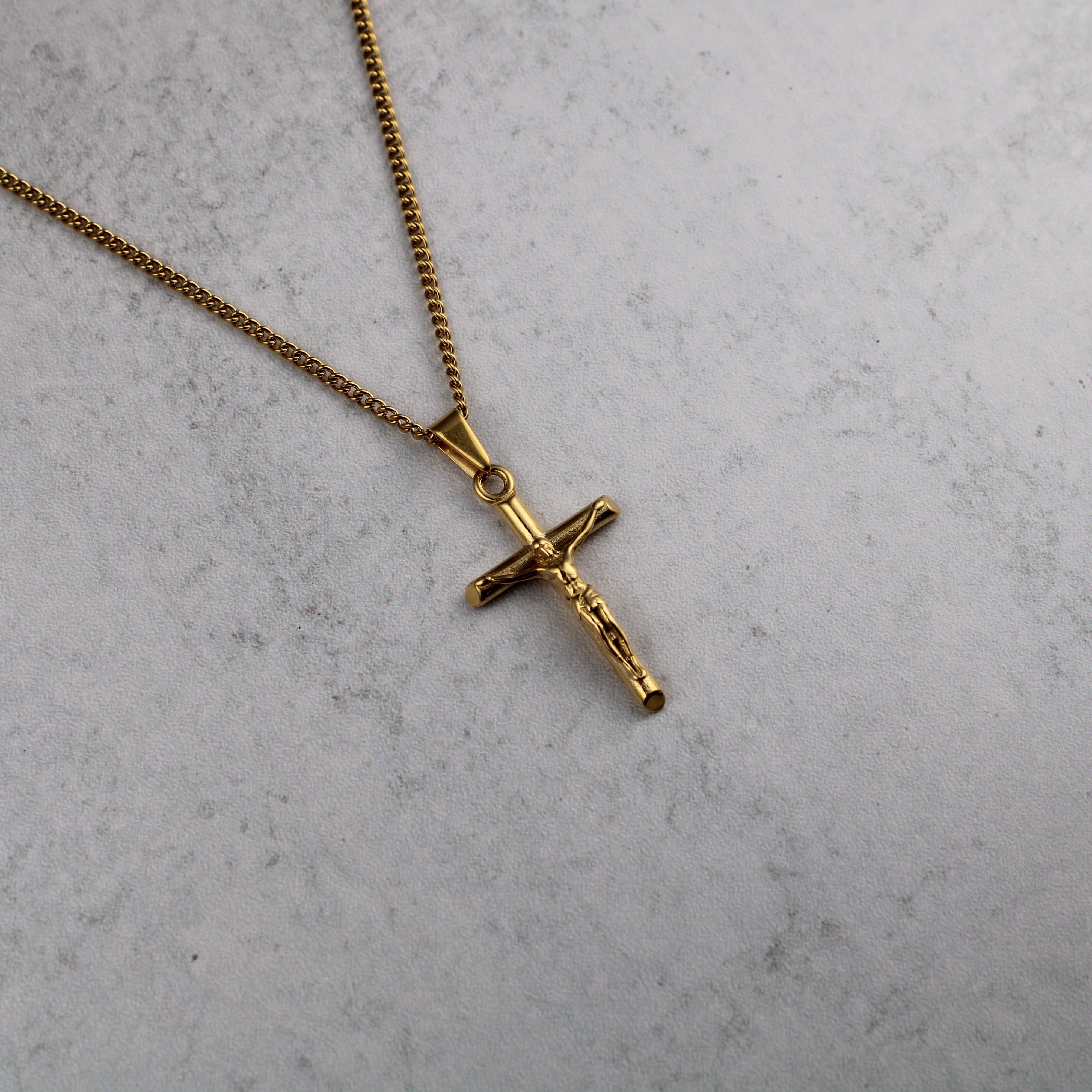 Jewelry Gold Crucifix Cross Pendant Chain Necklace Size ONE SIZE - 4 Thumbnail