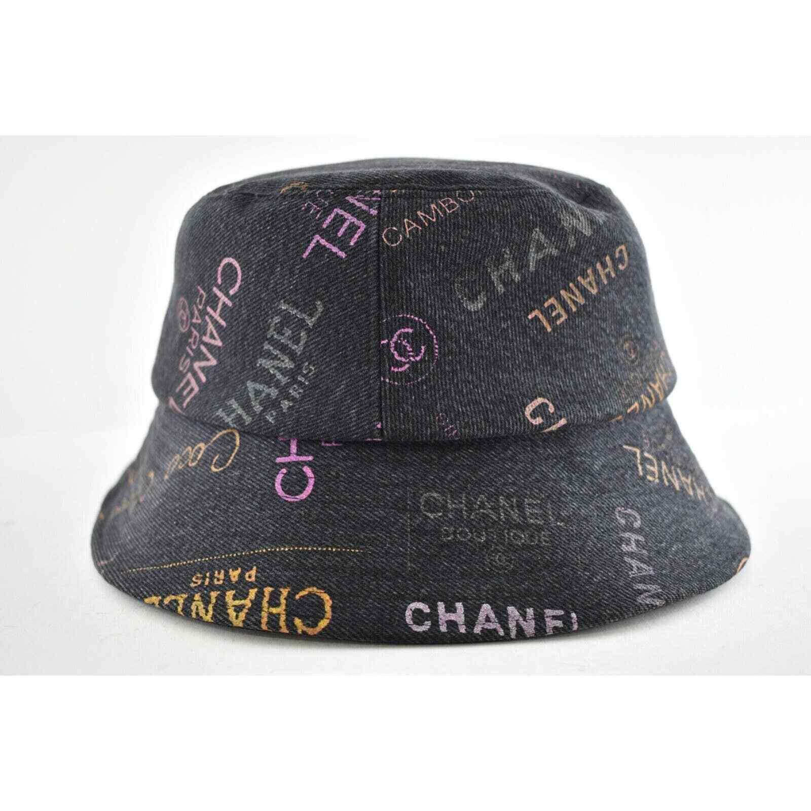 Chanel Chanel Denim Graffiti CC Logo Sun Cloche Bucket Hat Medium Size ONE SIZE - 3 Thumbnail