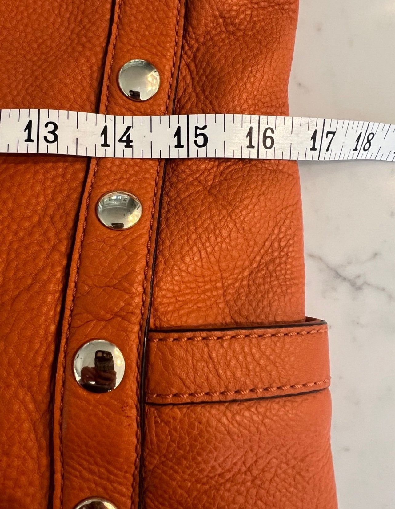 Michael Kors Michael Kors Orange Gold Studded Hobo Leather Bag Purse Size ONE SIZE - 4 Thumbnail