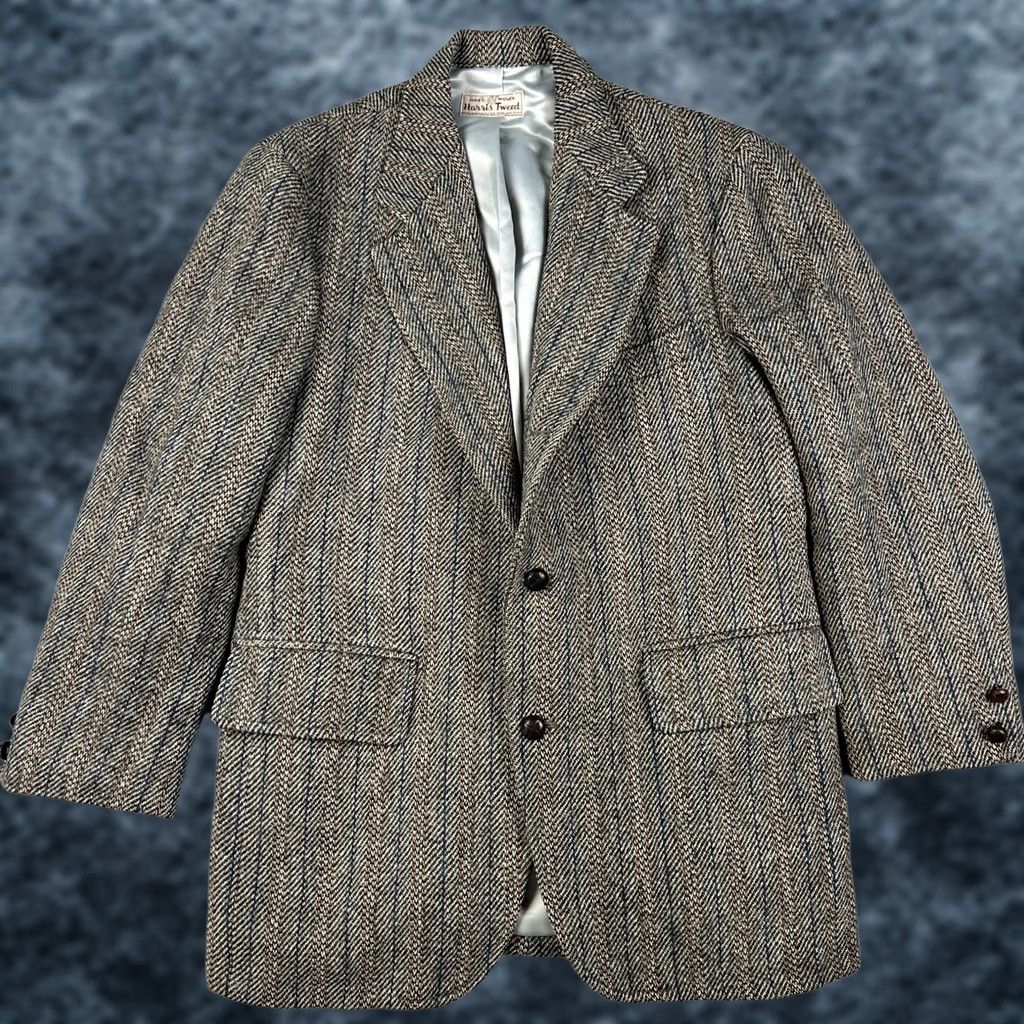 Harris Tweed VINTAGE Harris Tweed 3/2 Roll Wool Sport Coat Blazer 42R Beige Suit Jacket Mens Jacket Blazer Size 42R - 1 Thumbnail