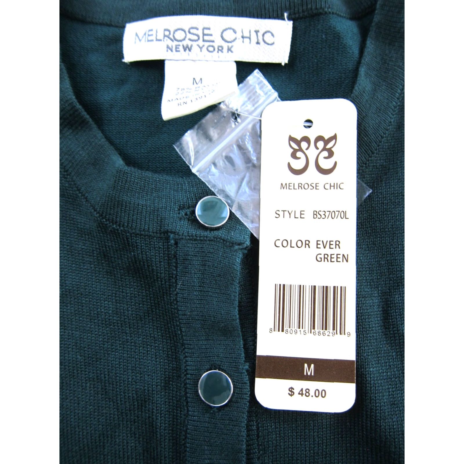Vintage Melrose Chic NWT New York Ever Green Cardigan Sweater Medium Womens Button Down Classic Knit Crew Neck Cardigan Open Sneakers? Size M / US 6-8 / IT 42-44 - 3 Thumbnail