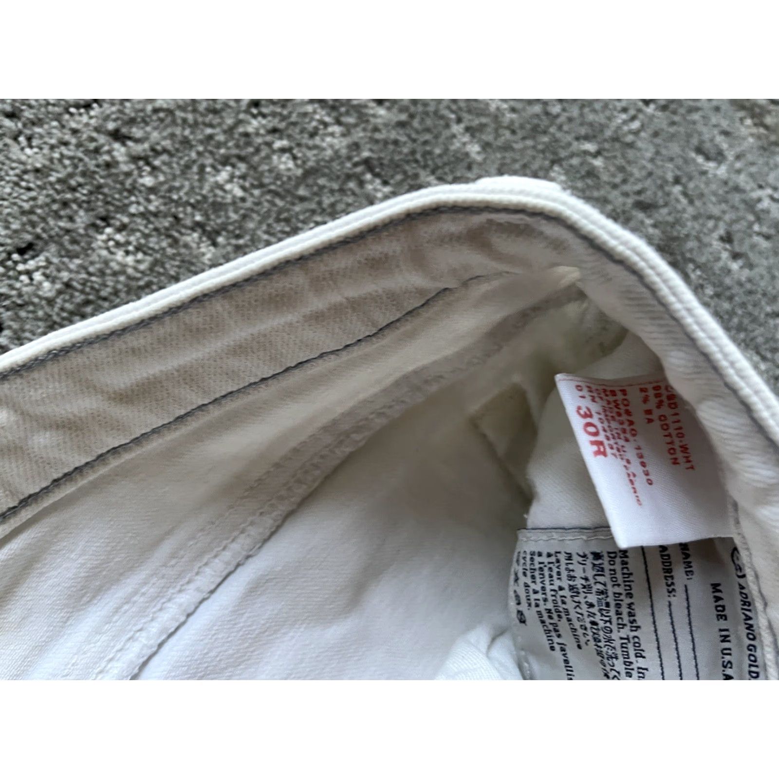 Vintage Adriano Goldschmied The Stilt Cigarette Leg White Jean Wash 30 Made USA AG Size 30" / US 8 / IT 44 - 7 Thumbnail