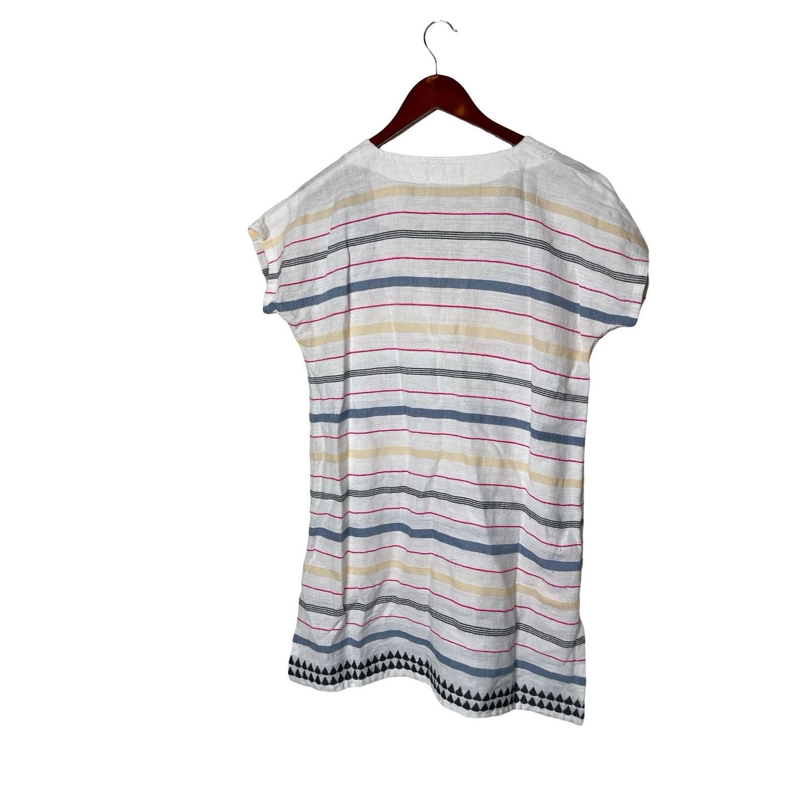 lemlem Lemlem Lelaga Embroidered Split Neck Striped Tunic Mini Dres Size S / US 4 / IT 40 - 2 Thumbnail