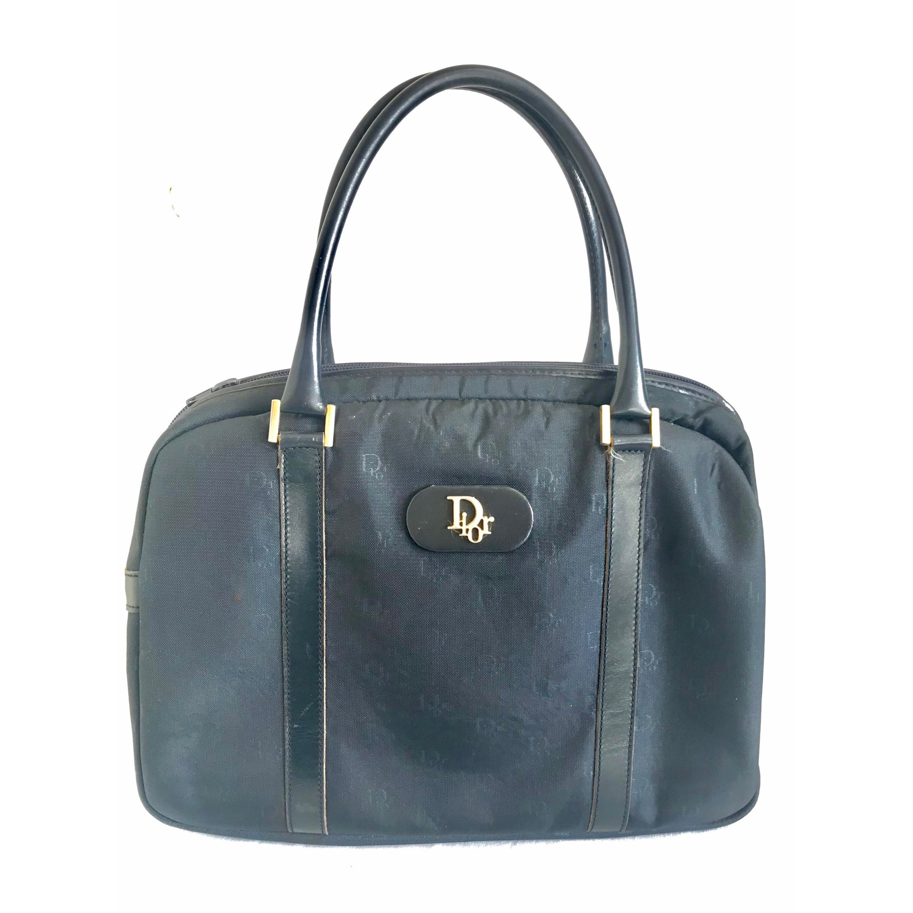 Dior Vintage Christian Dior navy handbag with logo jacquard nylon Size ONE SIZE - 1 Thumbnail