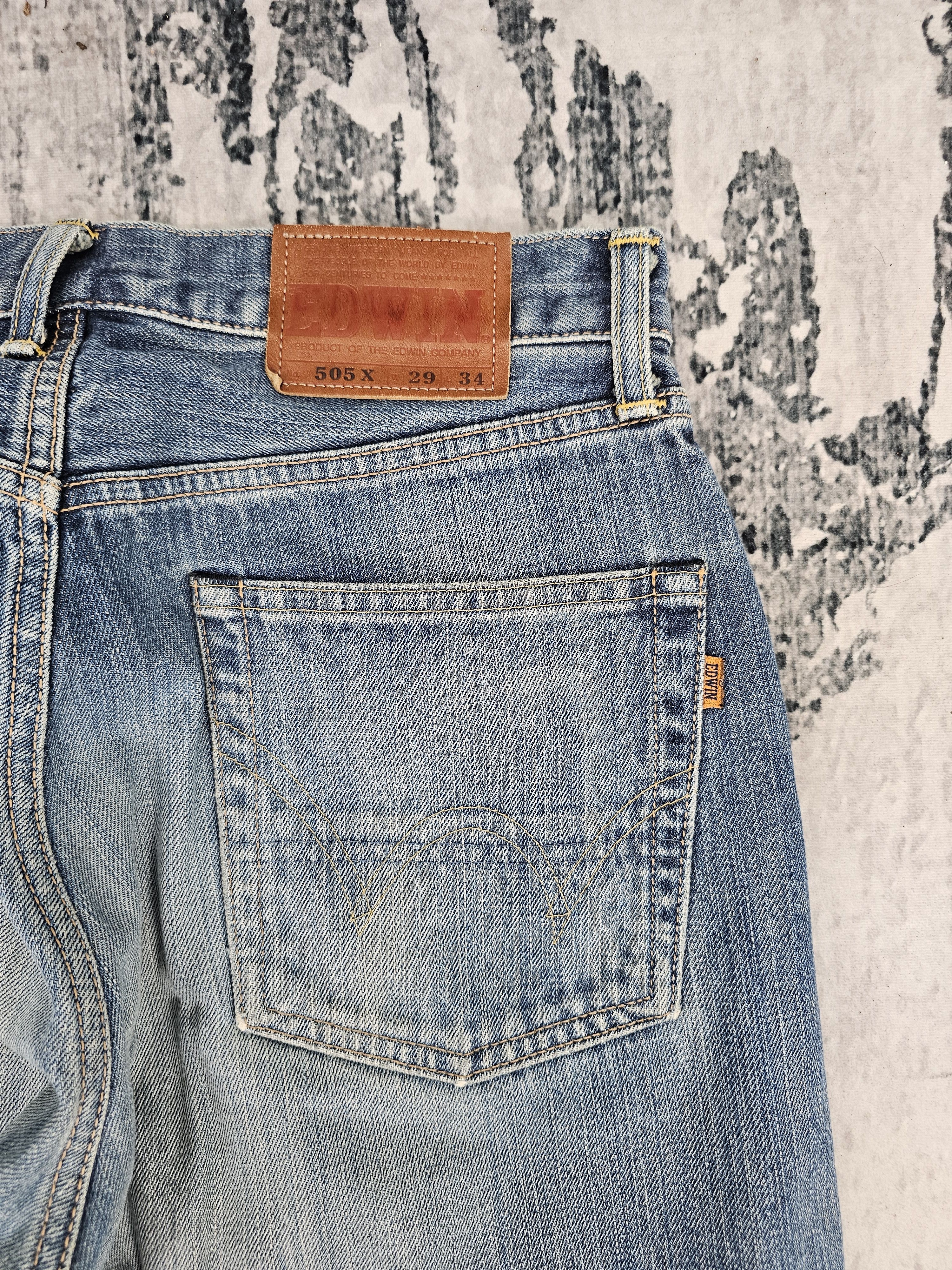 Edwin EDWIN 505 X Selvedge Redline Faded Ripped Jeans JB0316 Size US 30 / EU 46 - 9 Thumbnail