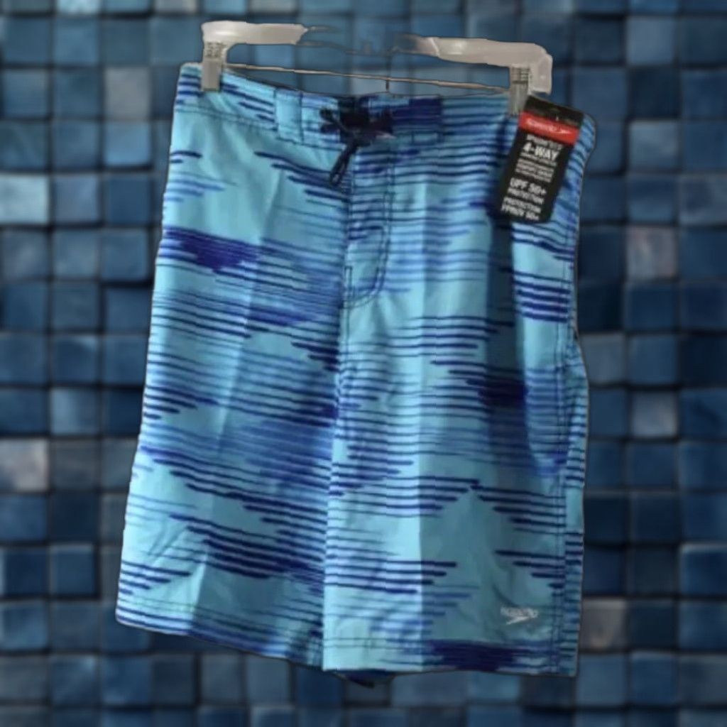 Speedo Speedo ECO 4 Way Stretch Ocean Blue Pattern UPF Swim Shorts Size L Mens Size US 33 - 1 Thumbnail