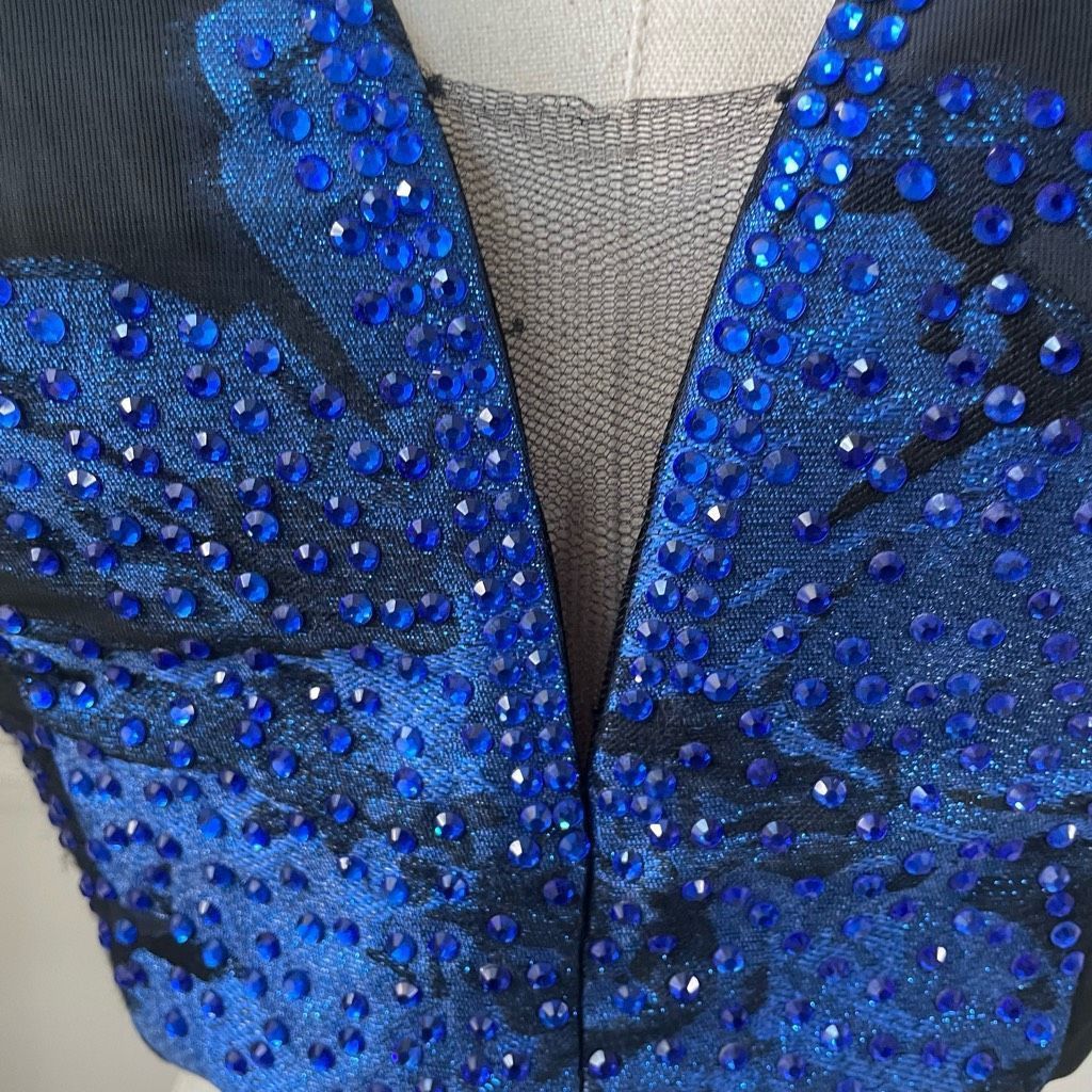 Other Ellie Wilde Formal Bandeau Crop Top Bustier Cobalt Blue Blac Size S / US 4 / IT 40 - 4 Thumbnail