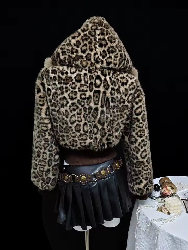 Other Leopard Y2k Fur Hoodie Streetwear Vintage Retro Style Fluffy Size M / US 6-8 / IT 42-44 - 2 Thumbnail