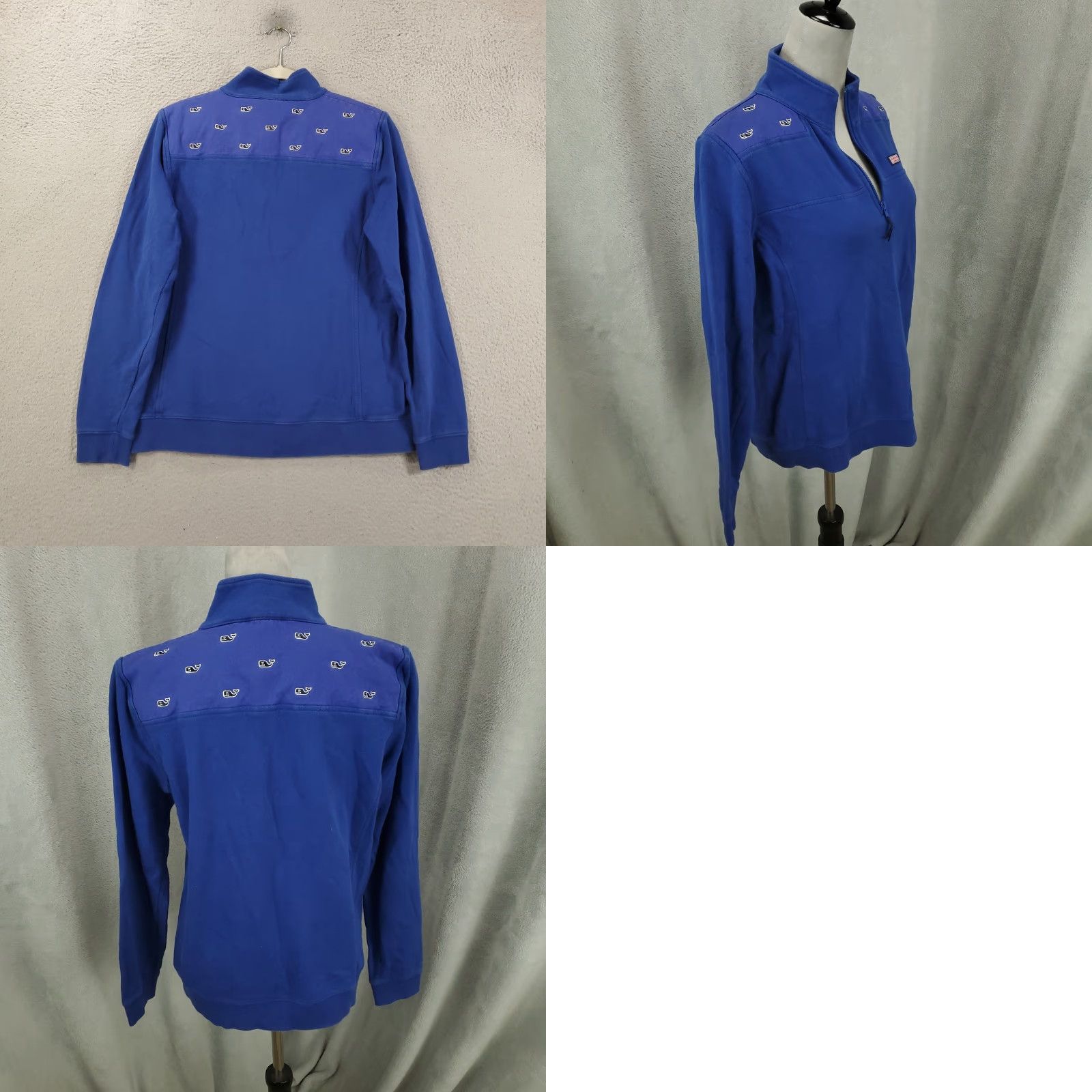 Vineyard Vines VINEYARD VINES Sweatshirt Womens M High Neck 1/4 Zip Embroidered Logo Whale Allover Knit Cotton Pullover Size M / US 6-8 / IT 42-44 - 8 Thumbnail