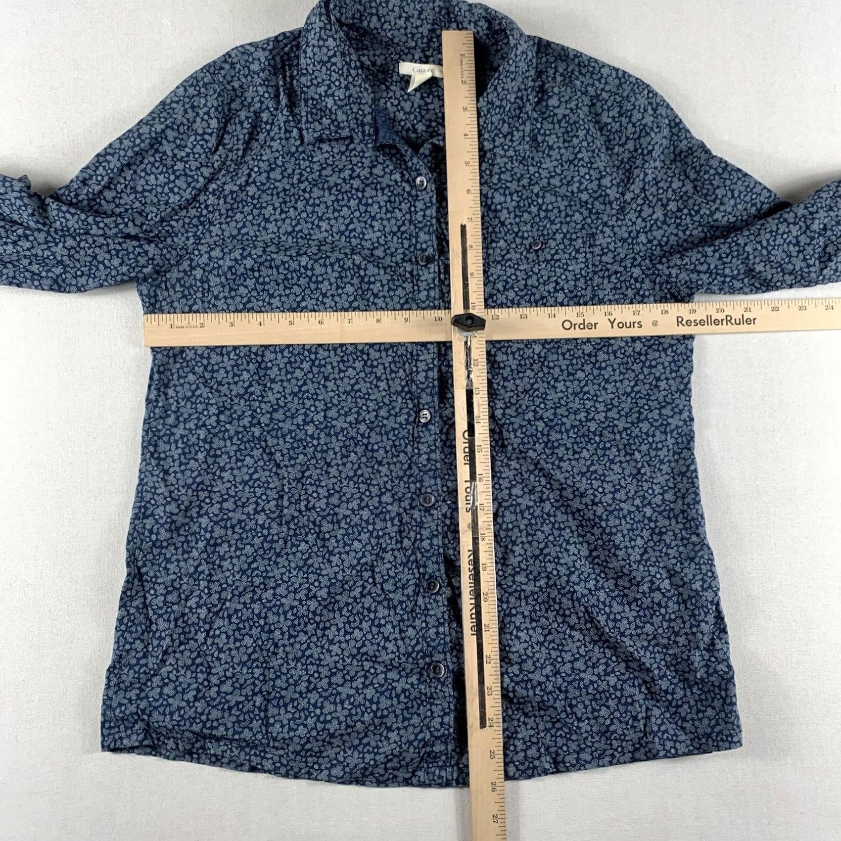Vintage CASLON BUTTON UP SHIRT WOMENS SMALL BLUE FLORAL LONG-SLEEVE COLLAR Size S / US 4 / IT 40 - 3 Thumbnail